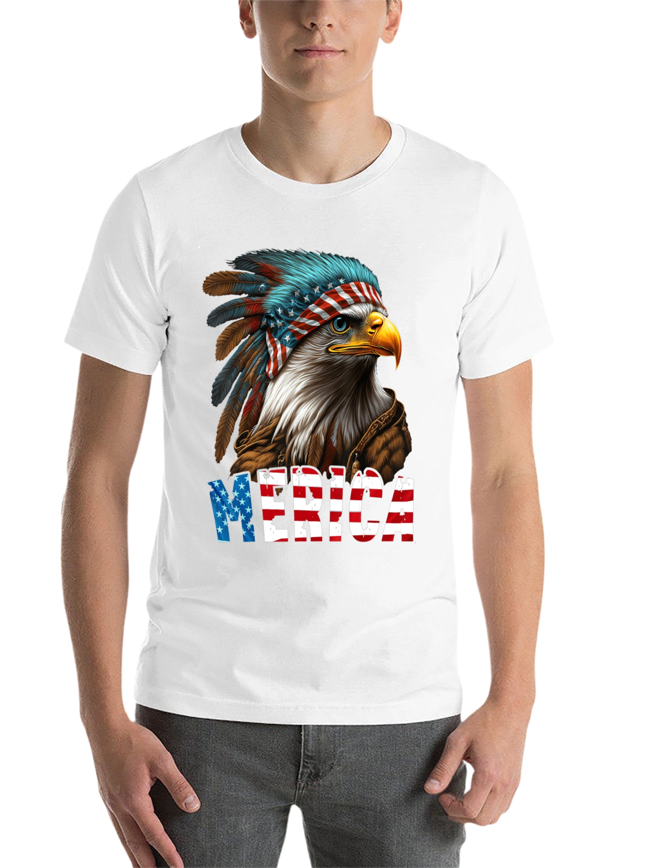 Patriotic Eagle 'Merica' Graphic T-Shirt - 14