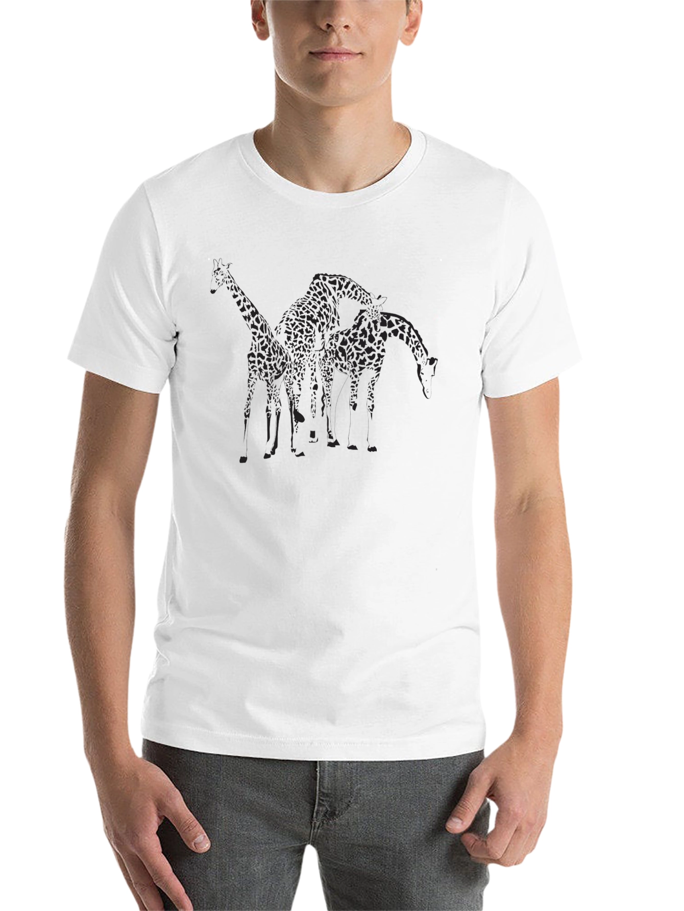 Black Giraffe Silhouette Black T-Shirt view 14