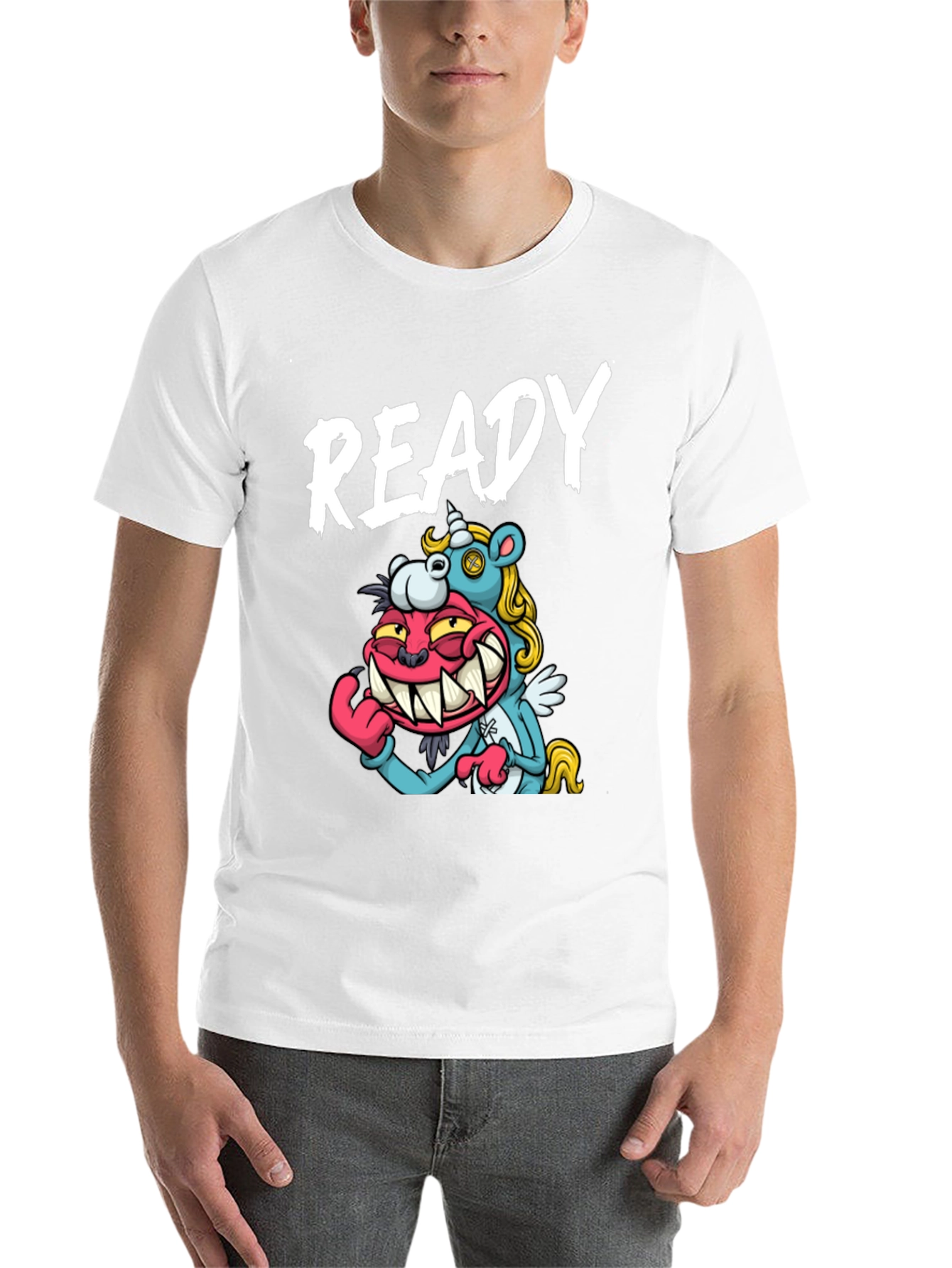 Black Ready Cartoon Graphic T-Shirt view 14
