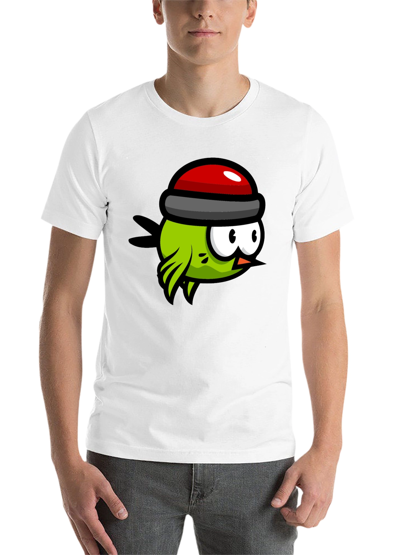 Black Cartoon Bird Graphic Tee - Quirky Black T-Shirt view 14