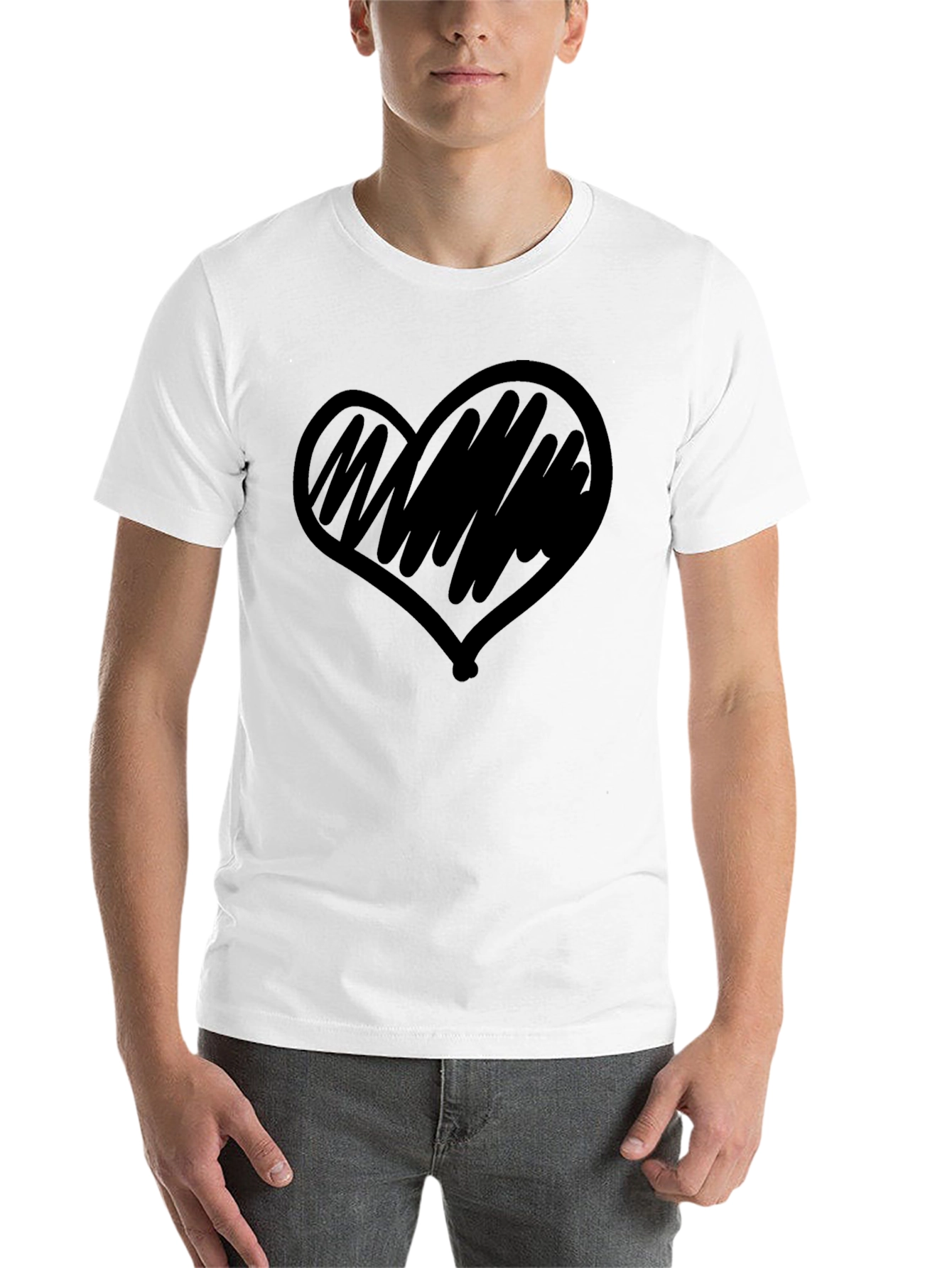 Black Heart Scribble Graphic Black T-Shirt view 14