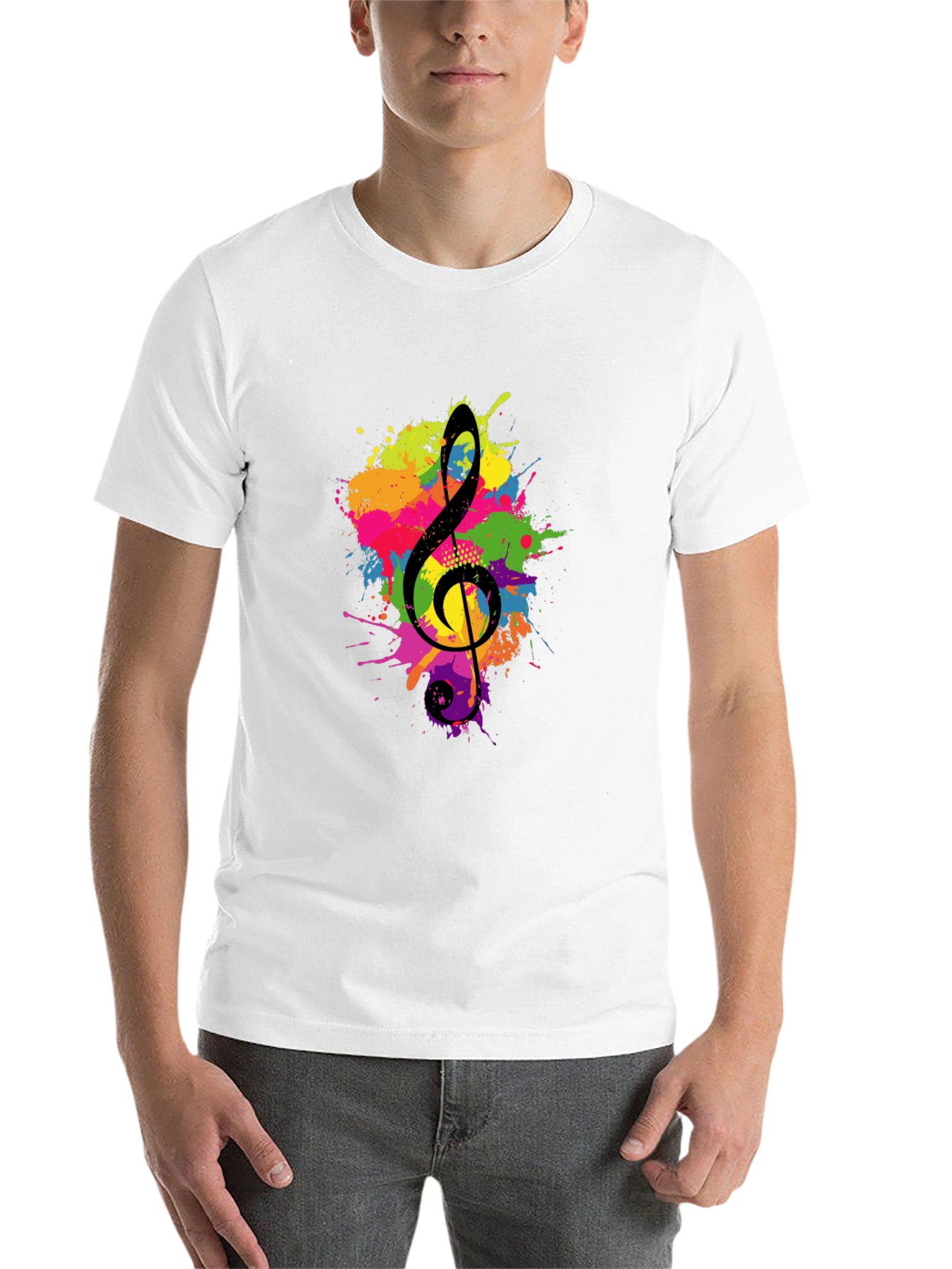 Black Treble Clef Splash Graphic Black T-Shirt view 14