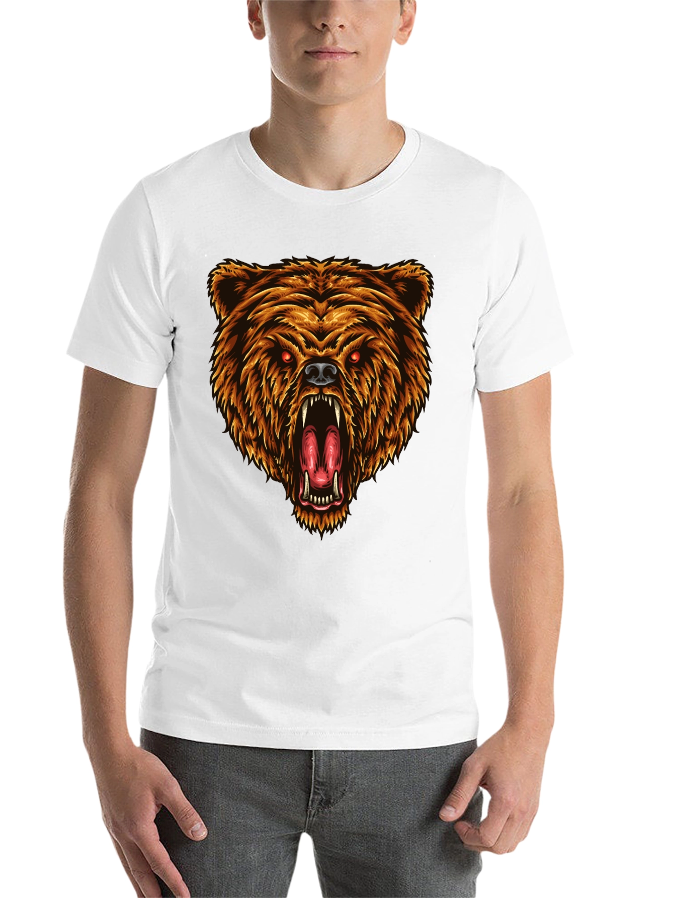 Black Grizzly Bear Graphic T-Shirt - Fierce Animal Tee view 14