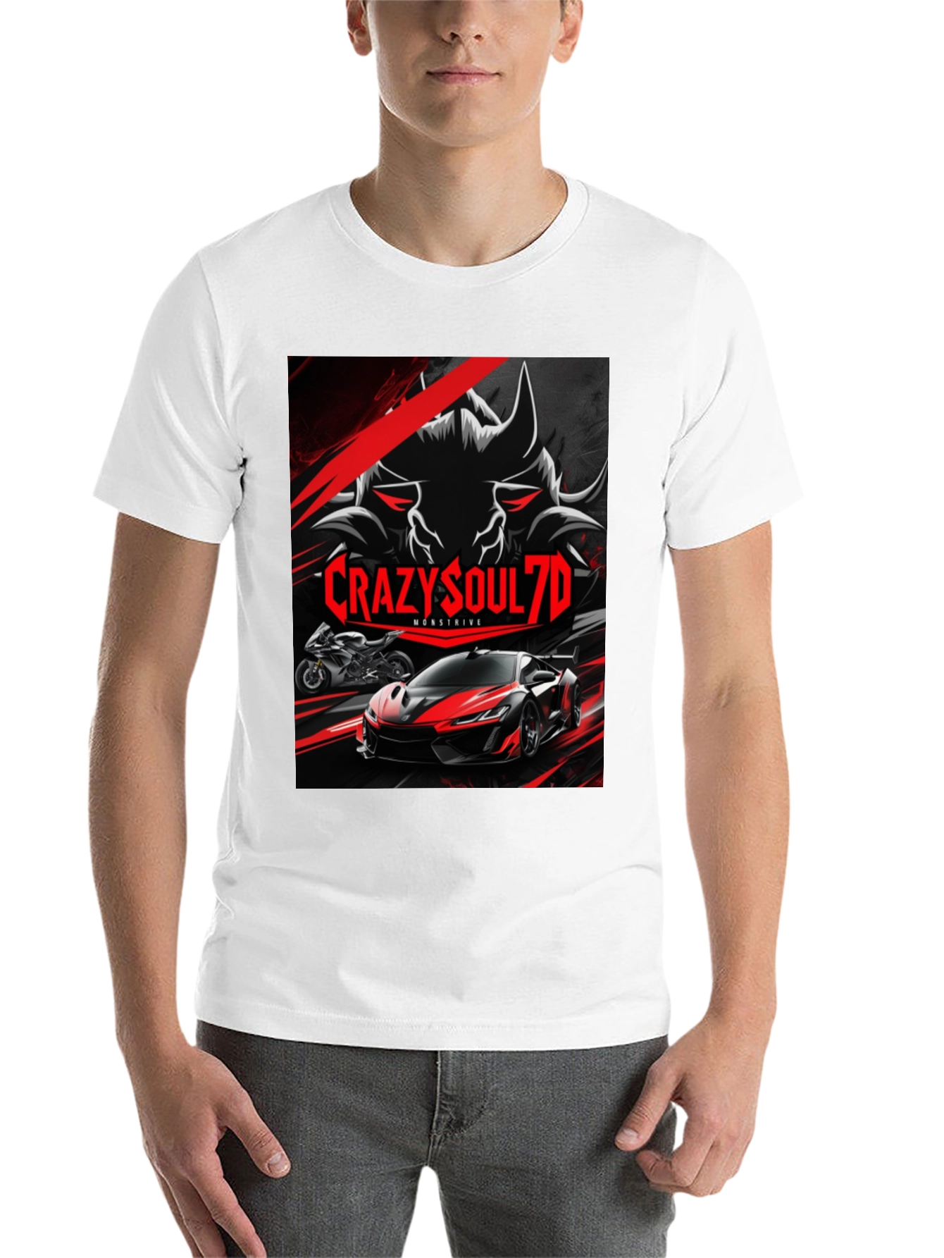 Black CrazySoul7D Monstrive Graphic T-Shirt view 14