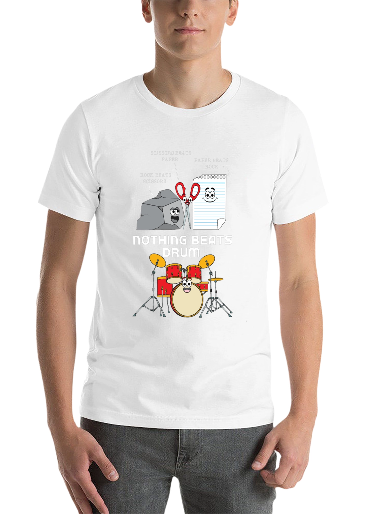 Black Rock Paper Scissors Drum Funny T-Shirt view 14