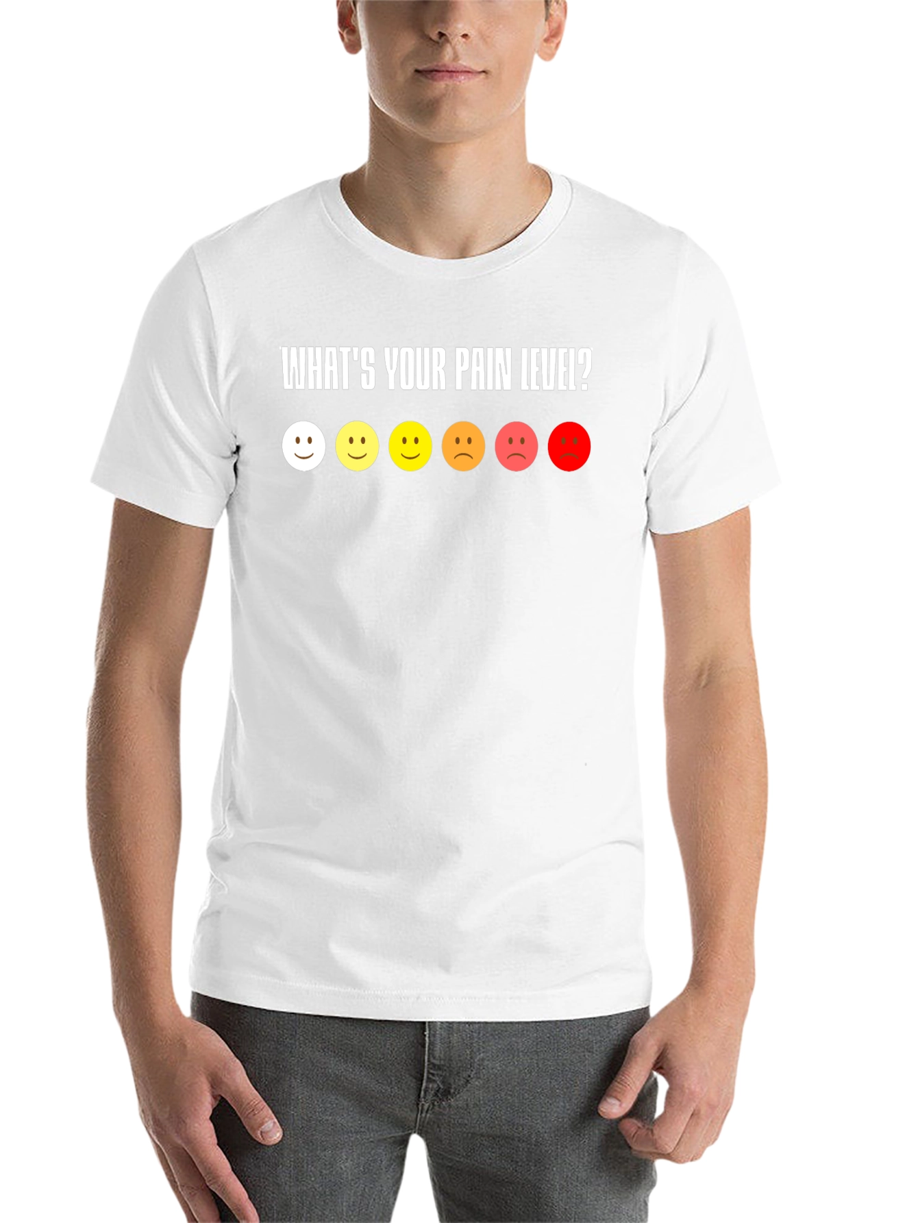 Black Pain Level Smiley Face Black T-Shirt view 14