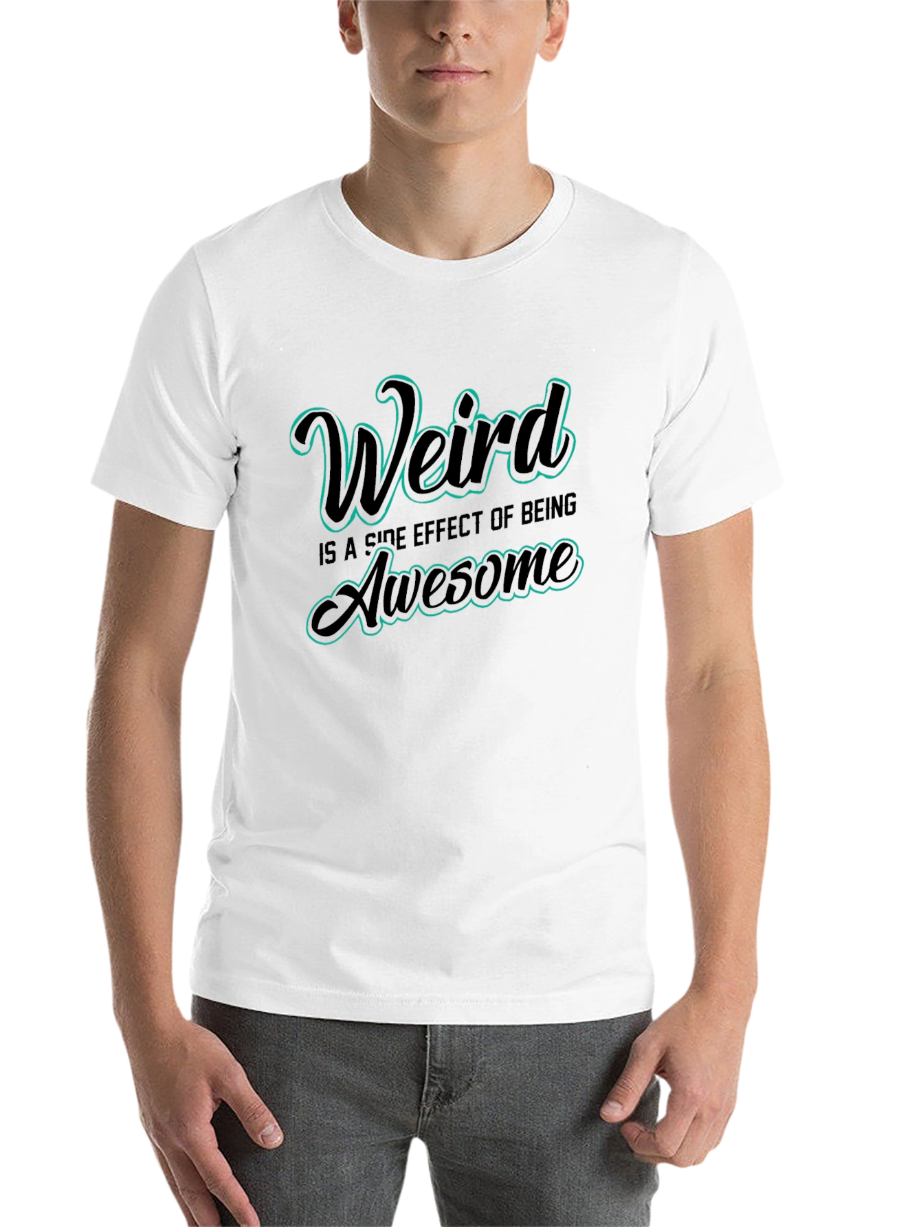 Black Weird is Awesome Graphic Tee - Trendy Comfort Fit view 14