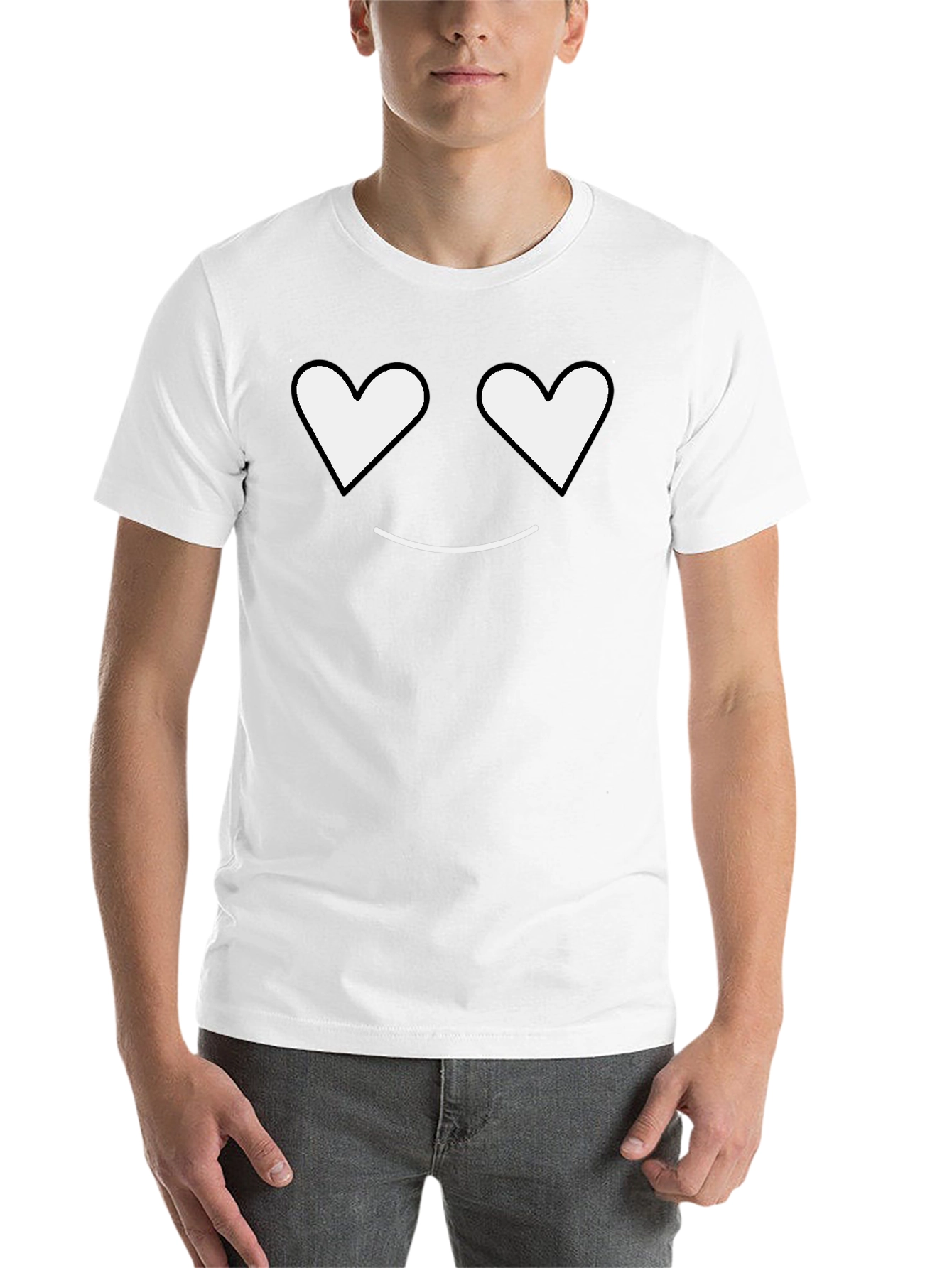 Black Heart Eyes Smiley Black T-Shirt view 14