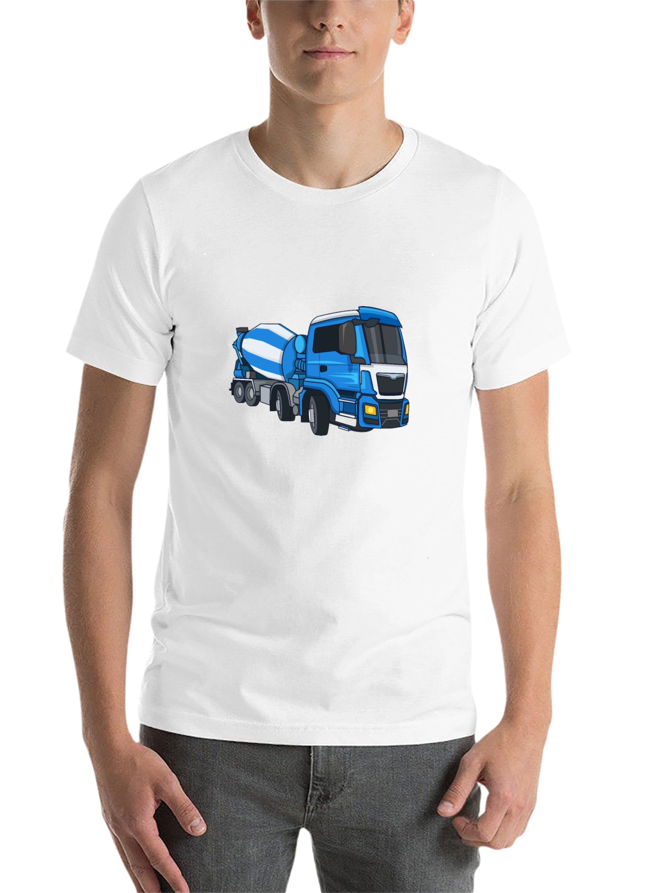 Black Black Tee with Blue Cement Mixer Truck Graphic view 14