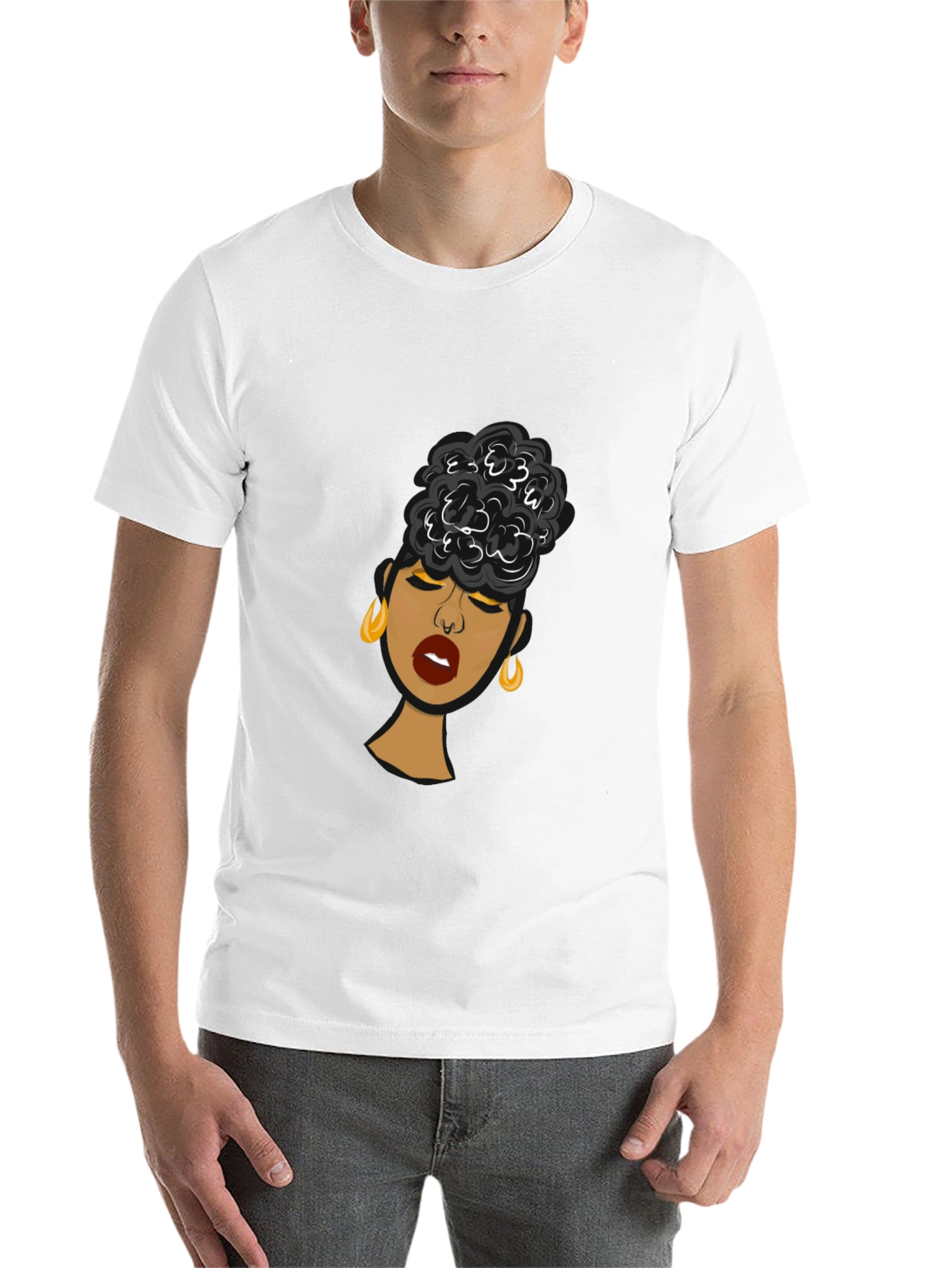 Black Black Woman Graphic Tee - Stylish Afro Puff Design view 14