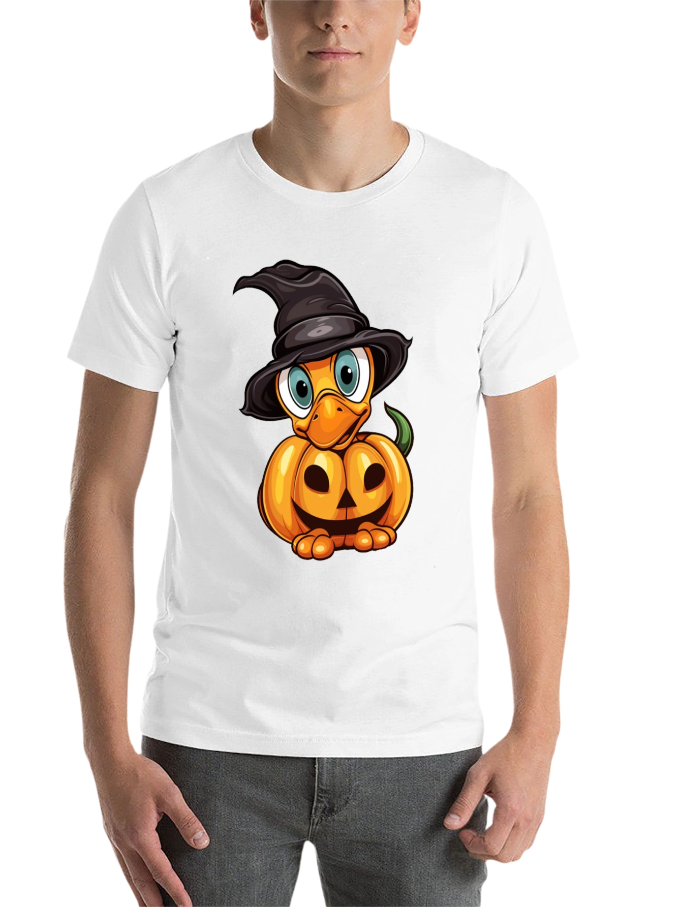 Black Halloween Pumpkin Duckling T-Shirt view 14