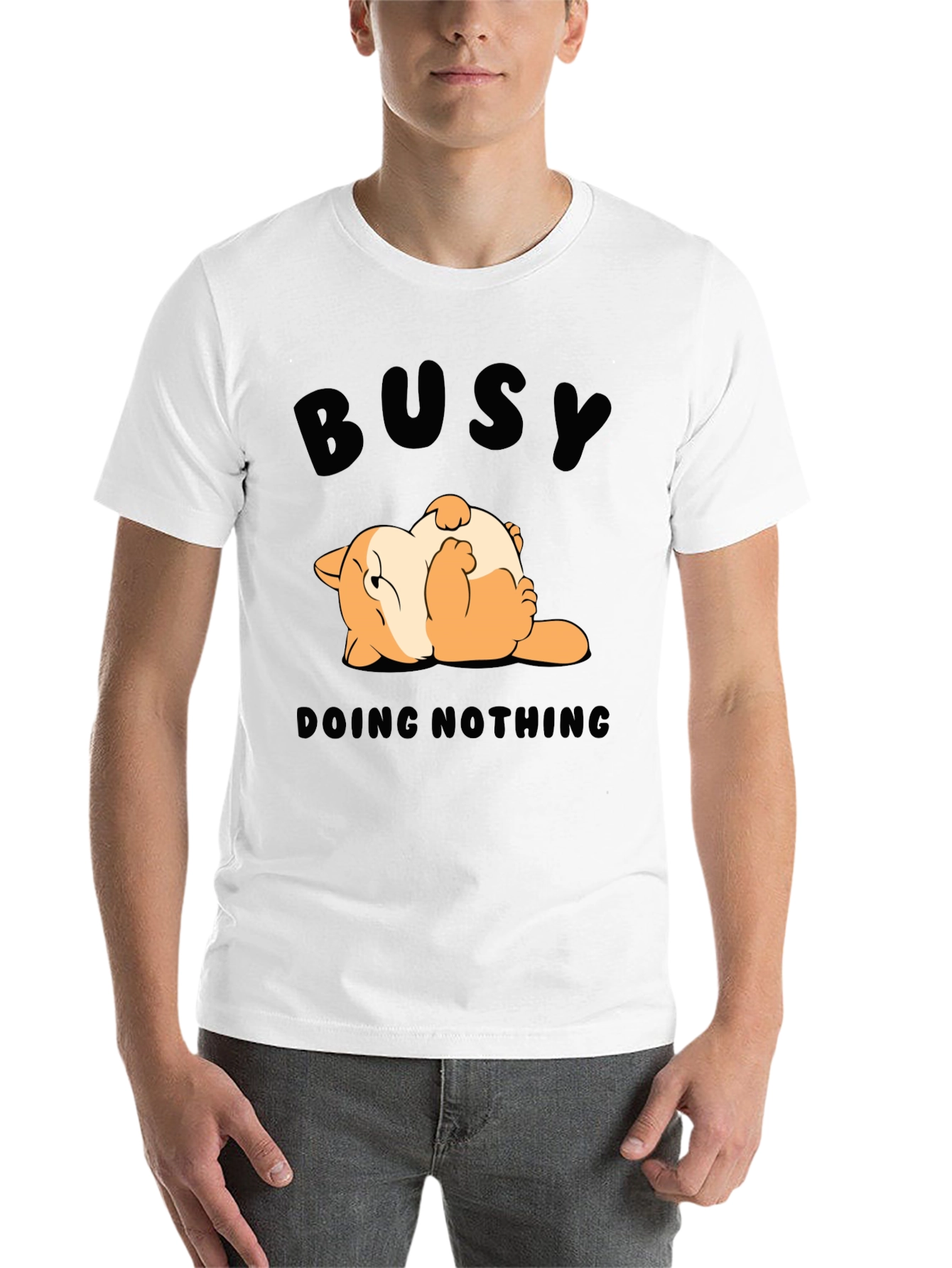 Black Busy Doing Nothing T-Shirt Funny Cat Design view 14