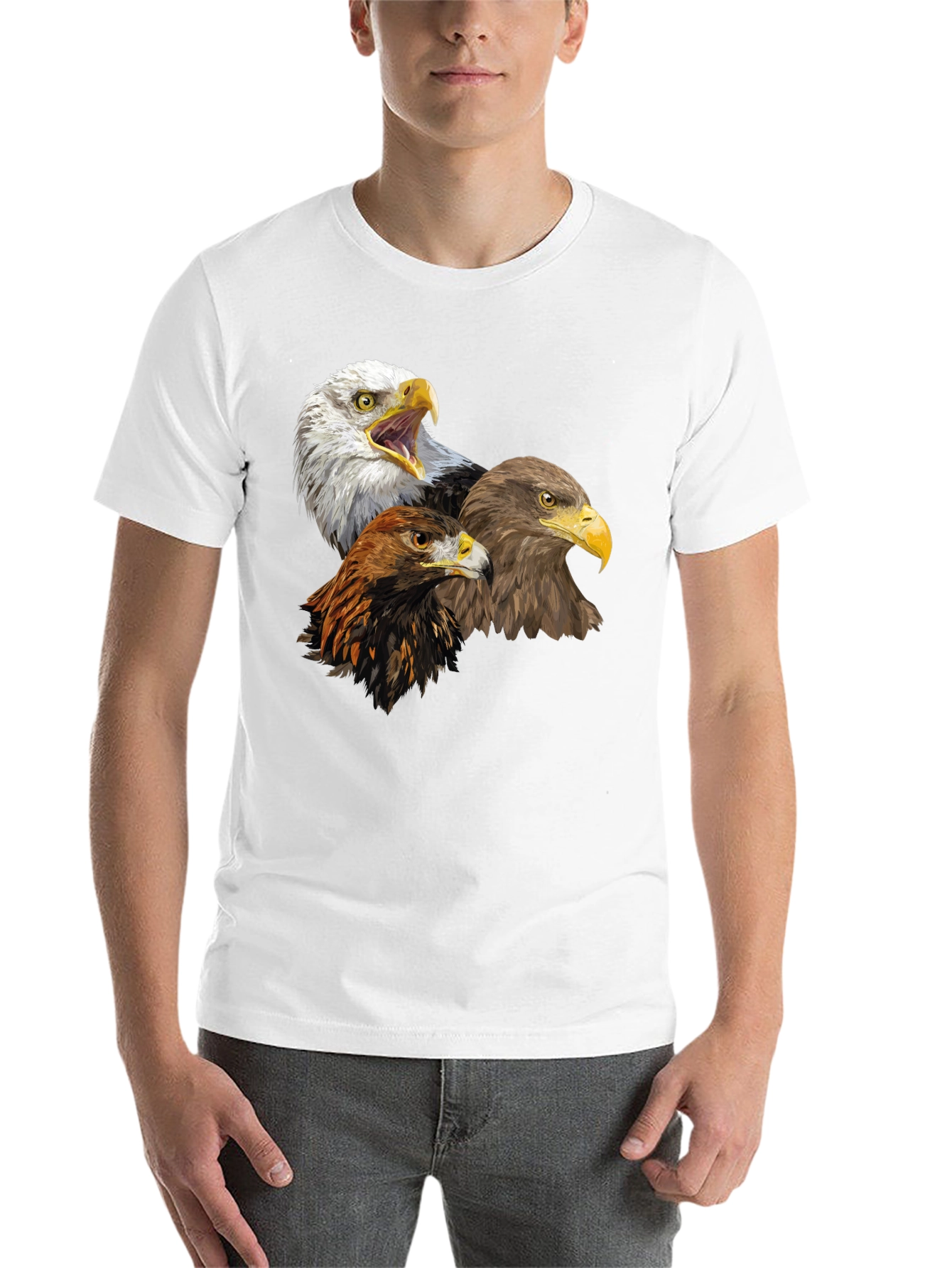 Black Eagle Trio Graphic Tee - Black Cotton Shirt view 14