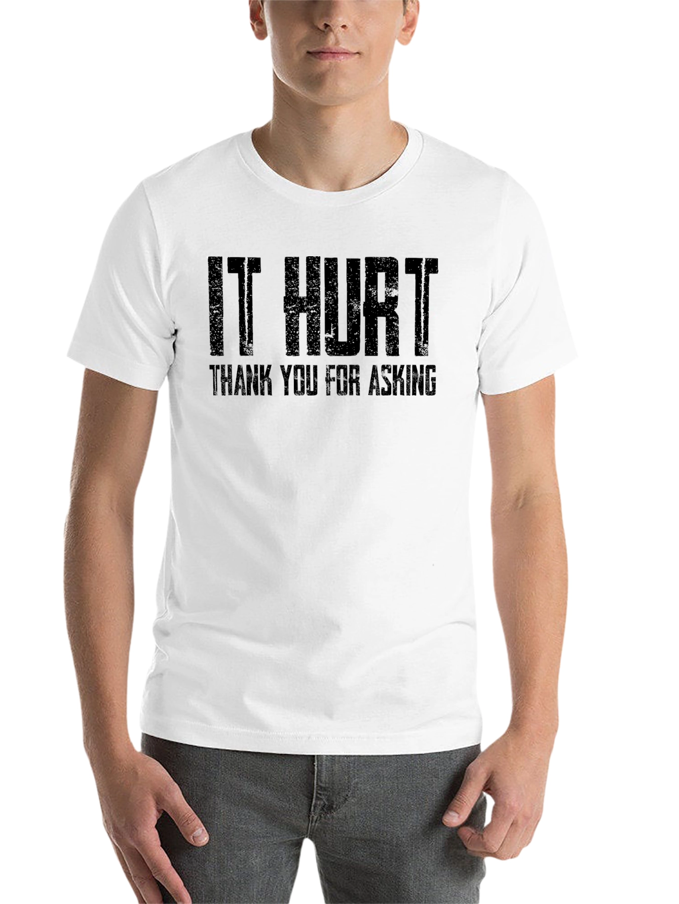Black It Hurt Tee - Funny Casual Graphic T-Shirt for Men view 14