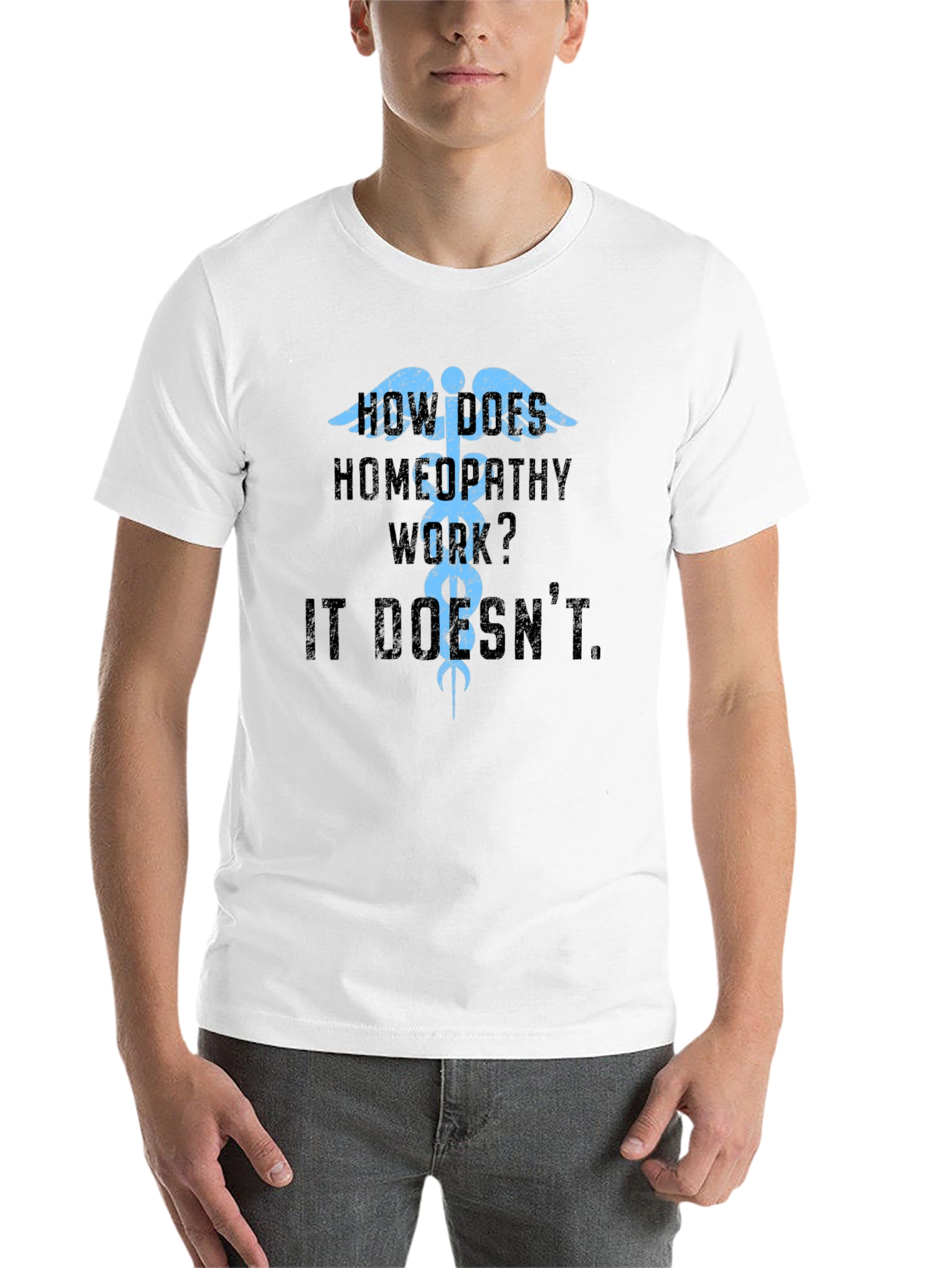 Black How Does Homeopathy Work? It Doesn't T-Shirt view 14