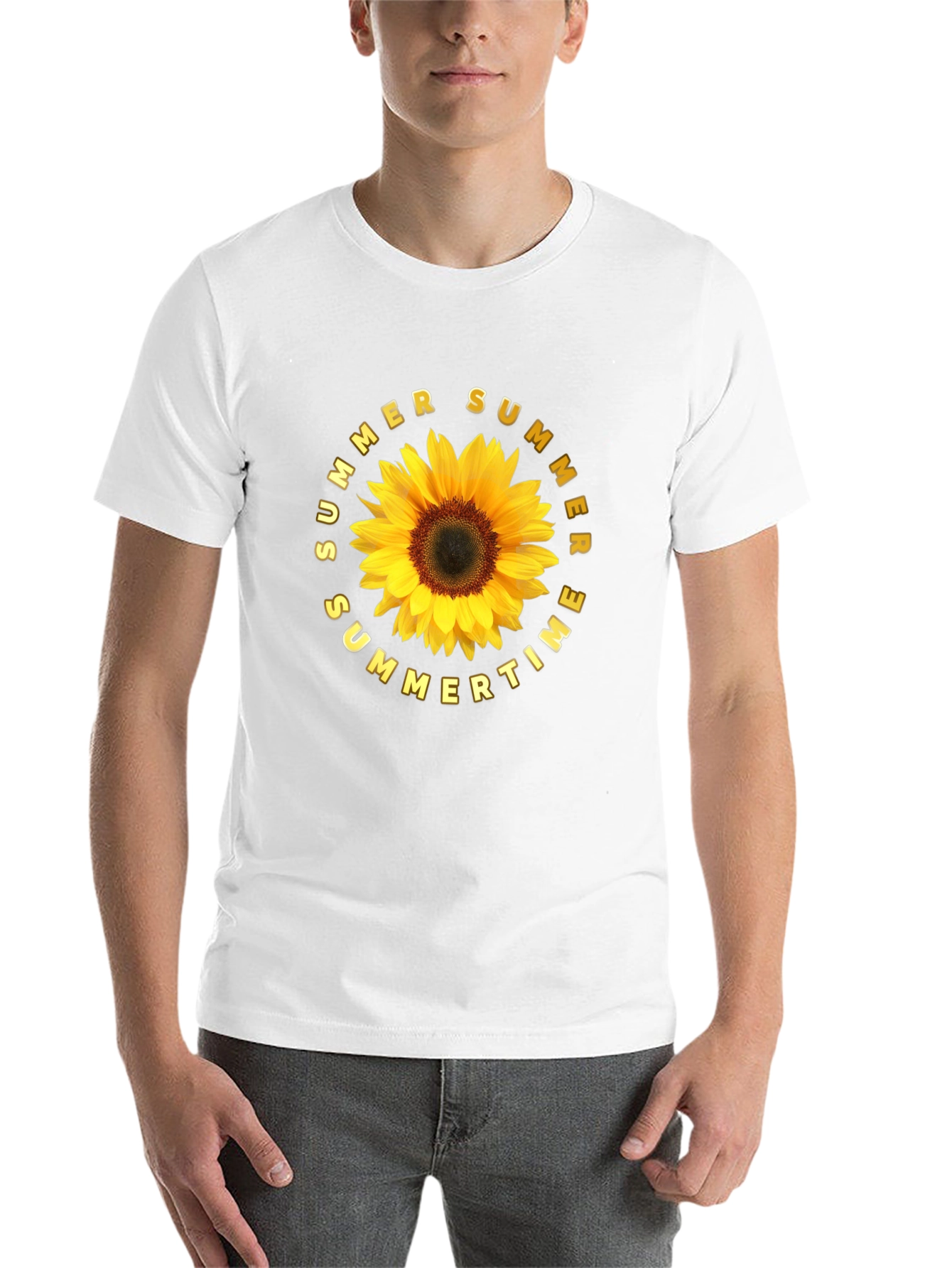 Black Summer Sunflower Graphic Tee - Black Unisex T-Shirt view 14