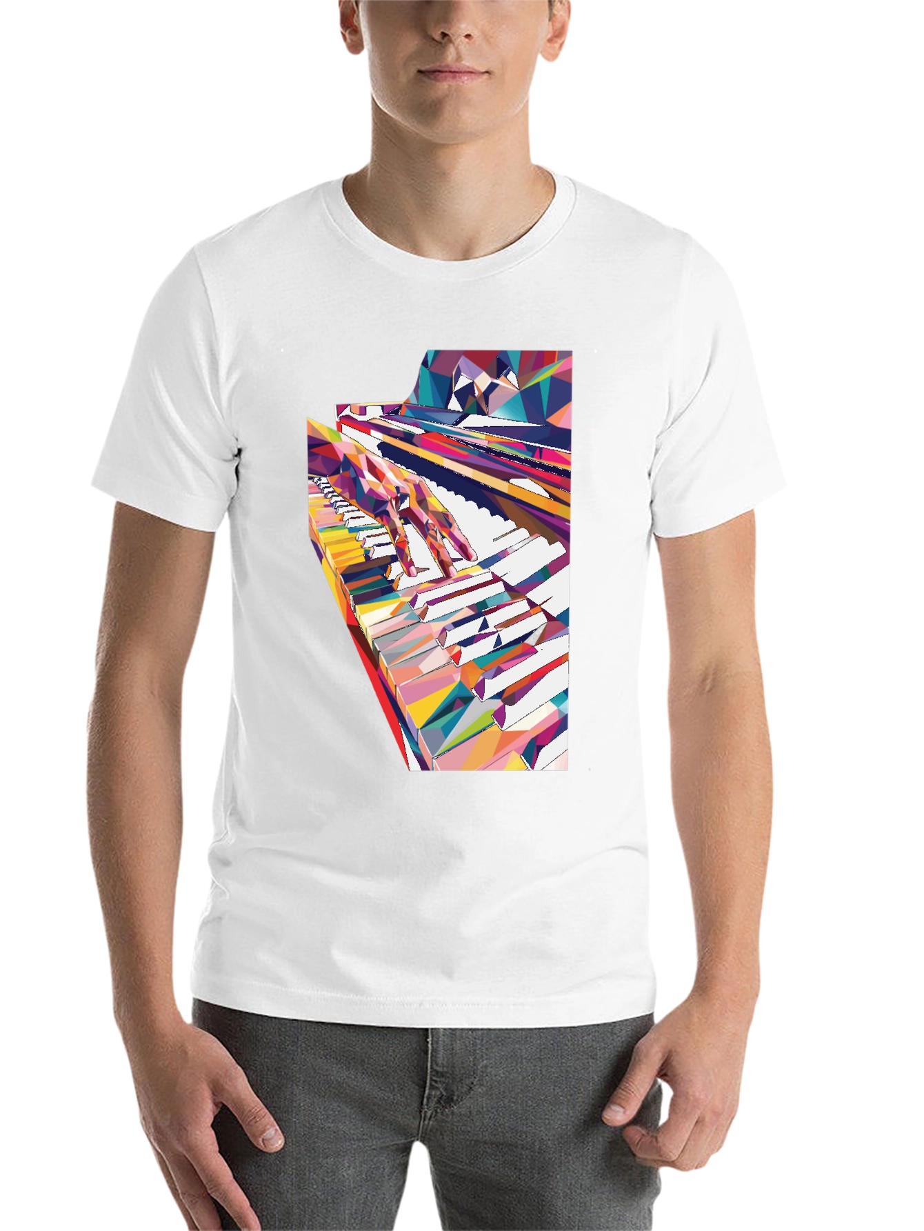 Black Abstract Piano Keys Graphic Tee - Music Lover Shirt view 14