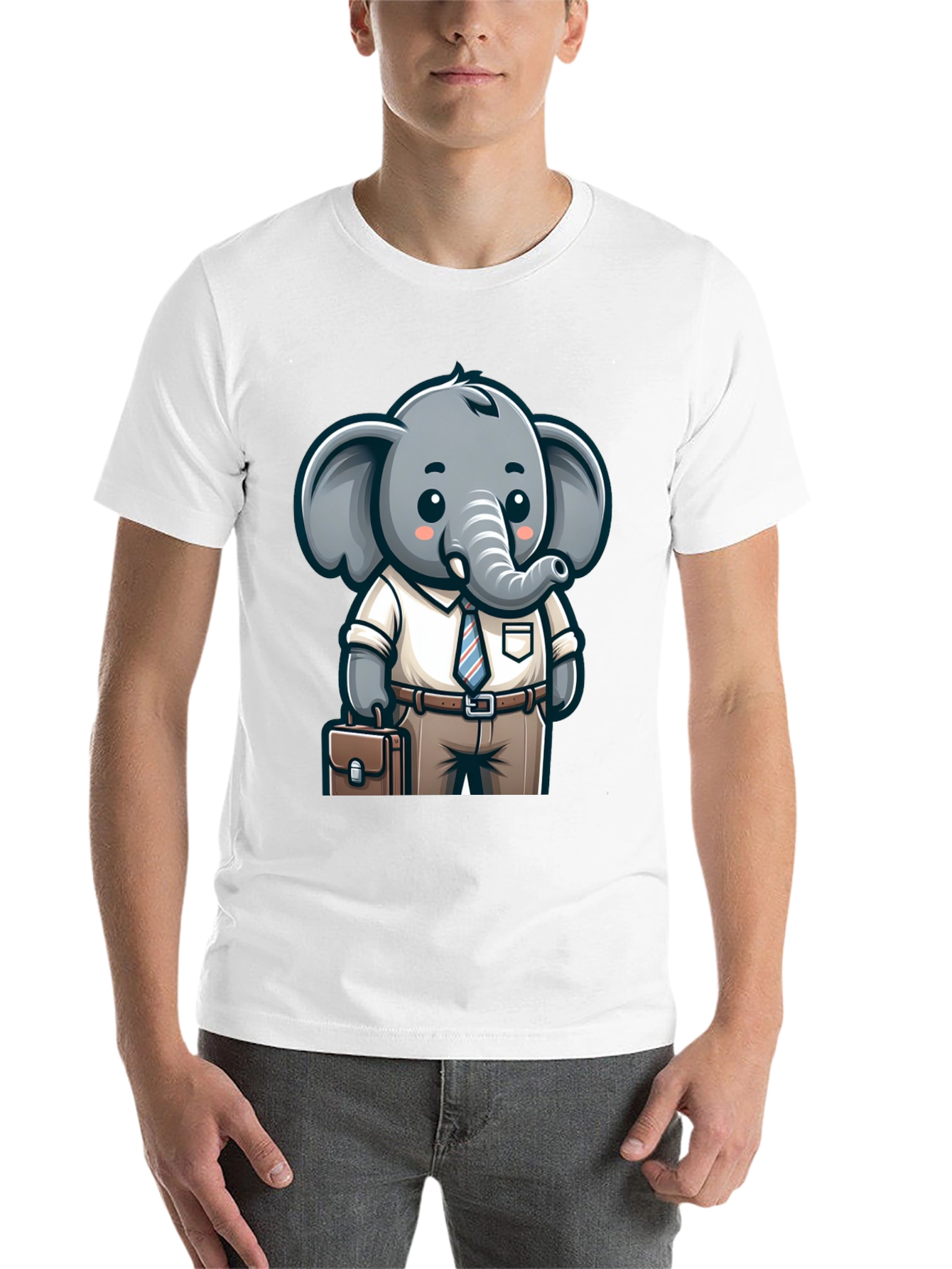 Black Cartoon Elephant Businessman Graphic Tee view 14