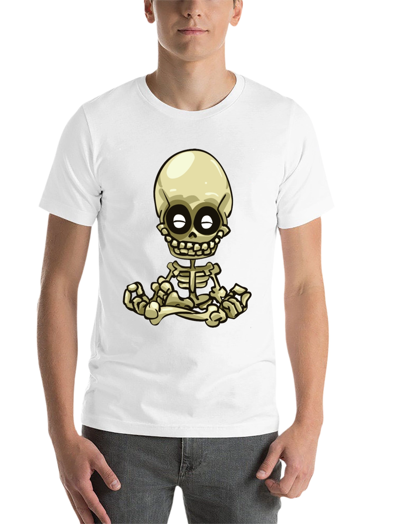 Black Cartoon Skeleton Graphic Tee - Black view 14