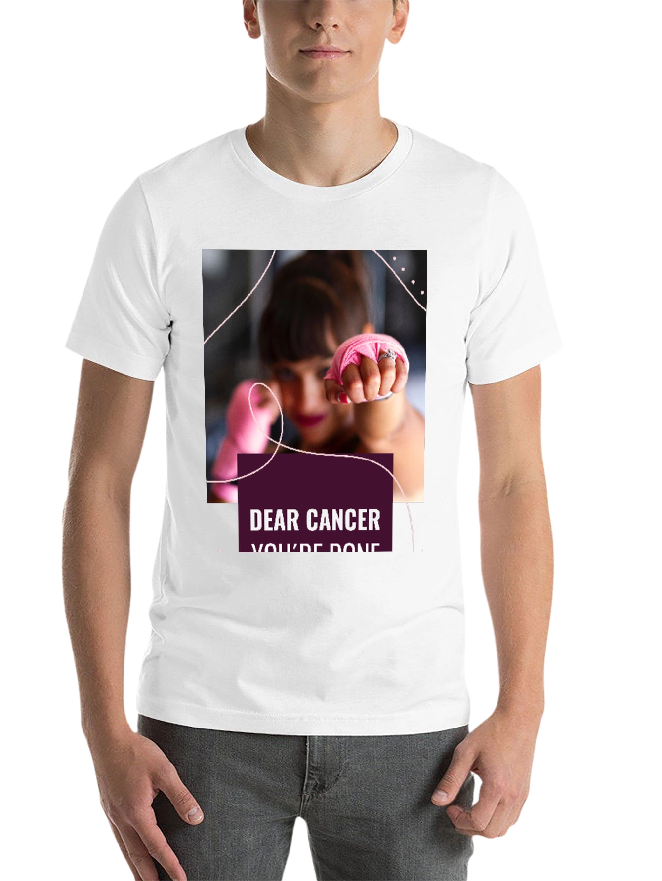 Black Dear Cancer, You're Done Black T-Shirt view 14