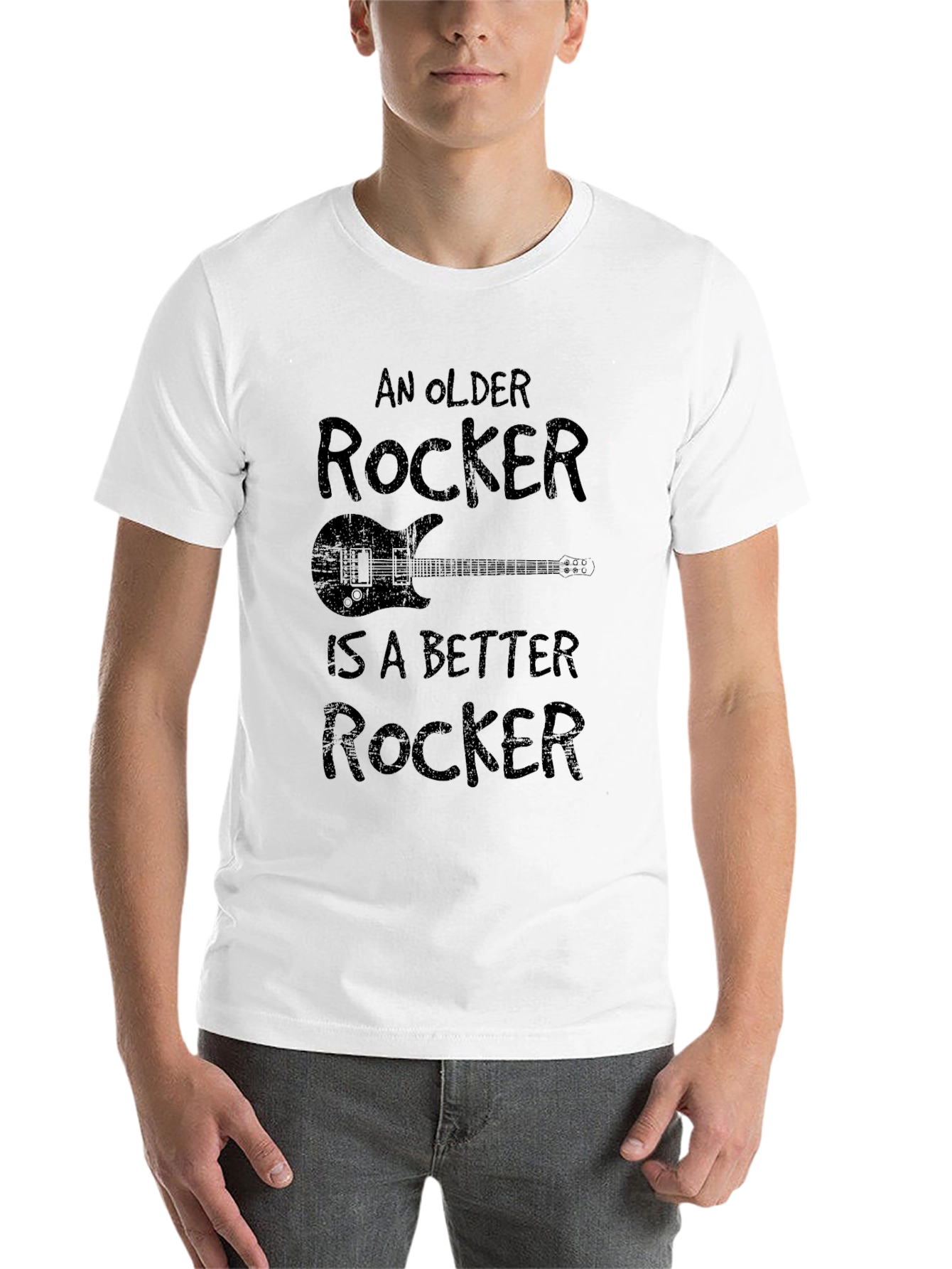 Black An Older Rocker Is A Better Rocker Black Graphic Tee view 14