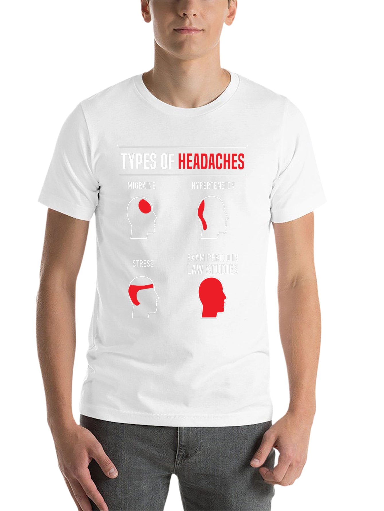 Black Types of Headaches Graphic T-Shirt view 14