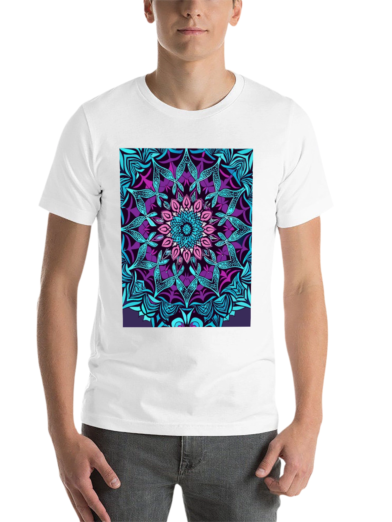 Black Vibrant Mandala Graphic Tee view 14