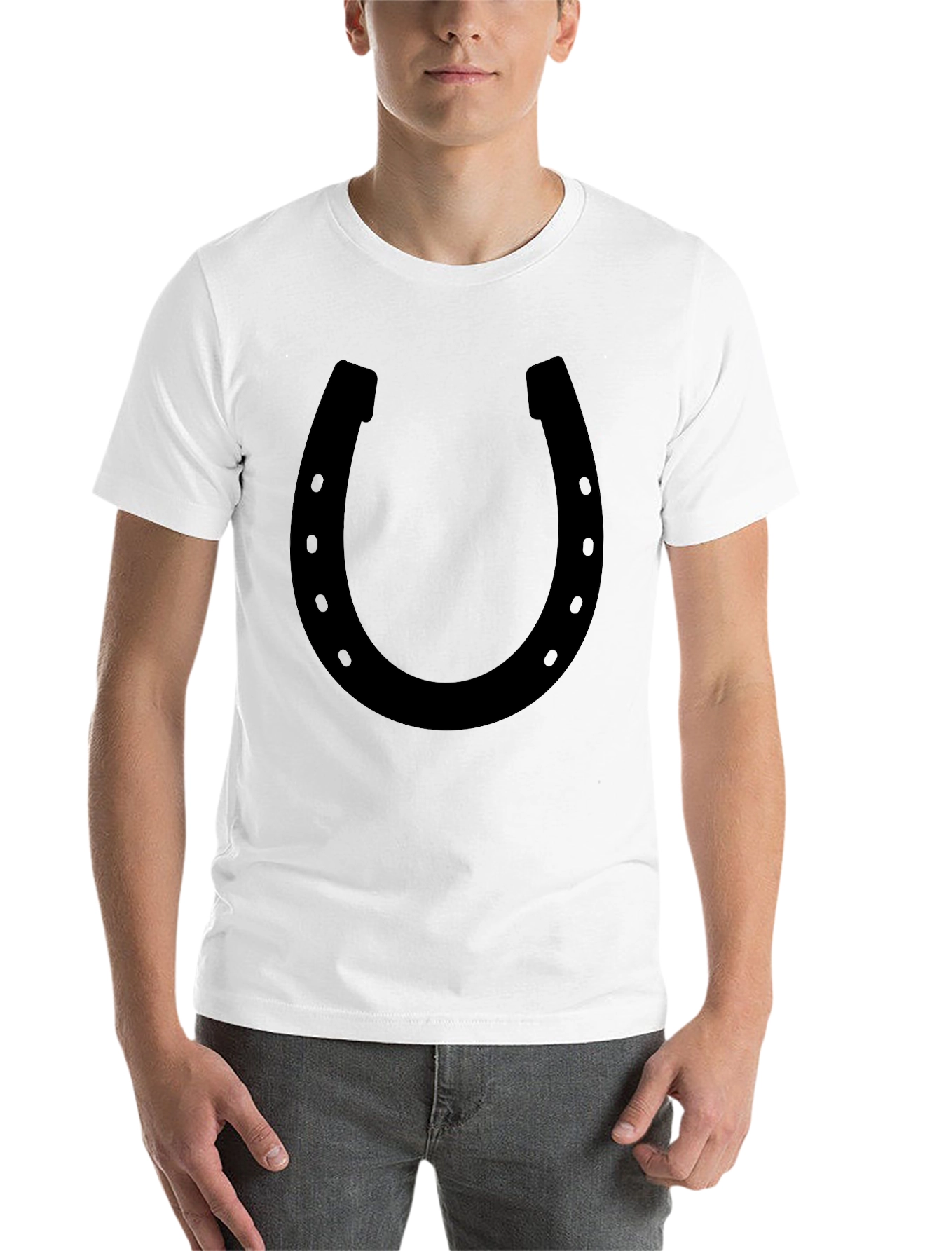 Black Lucky Horseshoe Graphic Tee - Black Cotton Blend view 14