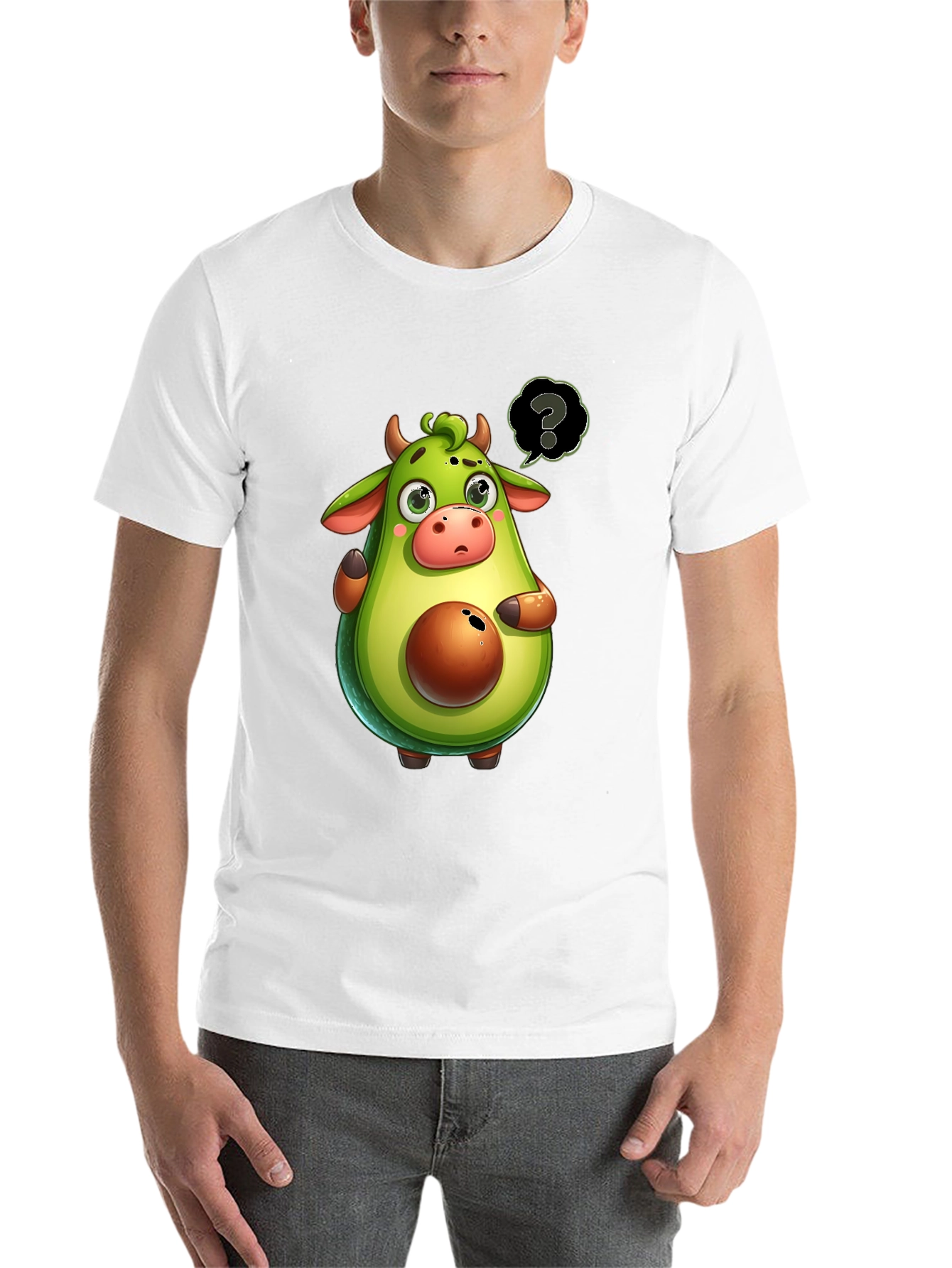 Black Avocado Cow Cartoon T-Shirt - Unique & Funny! view 14