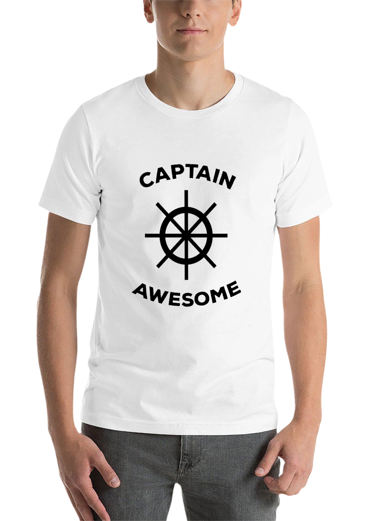Black Captain Awesome T-Shirt - Nautical Wheel Design view 14