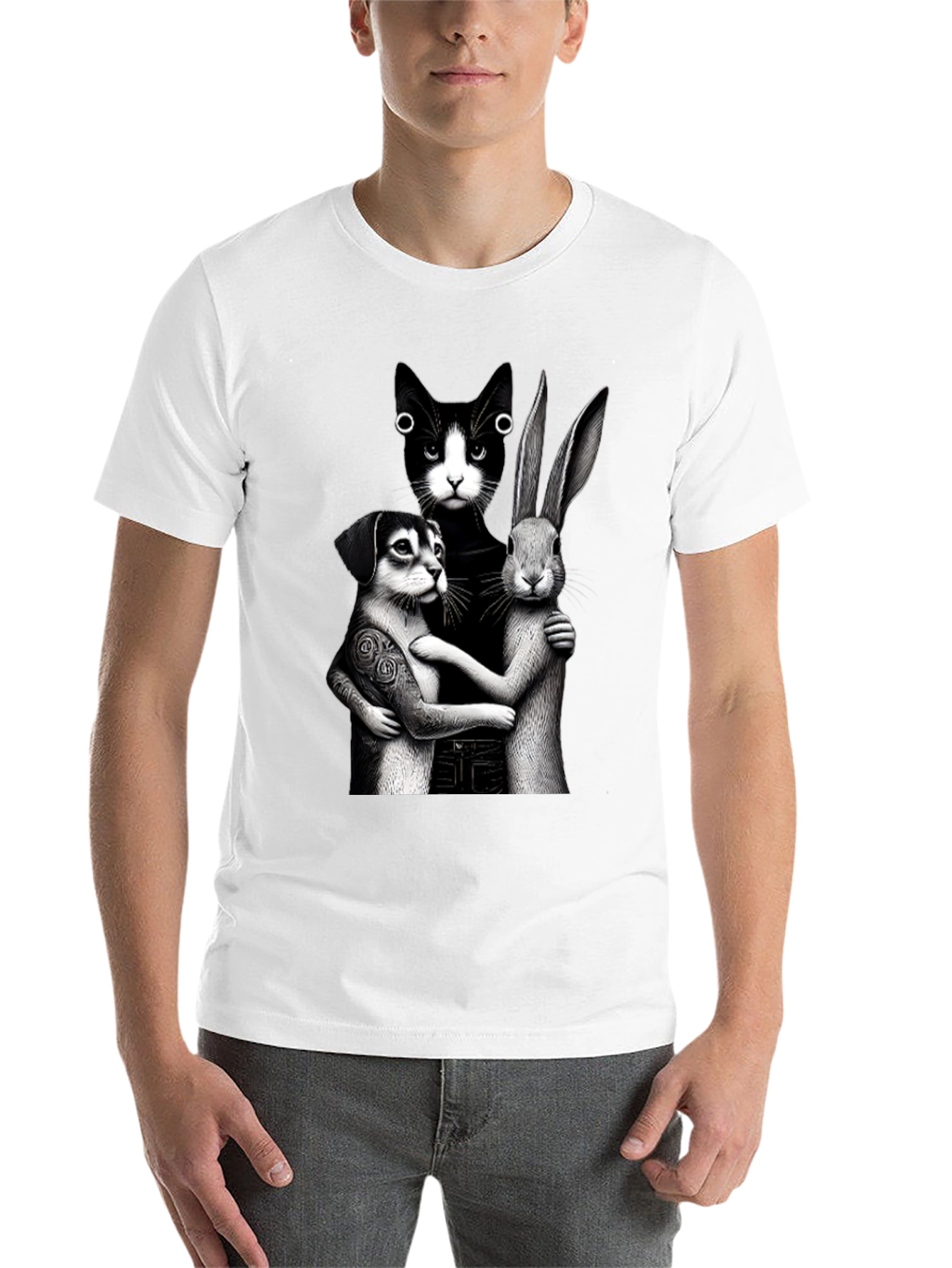 Black Whimsical Animal Trio Graphic Tee view 14