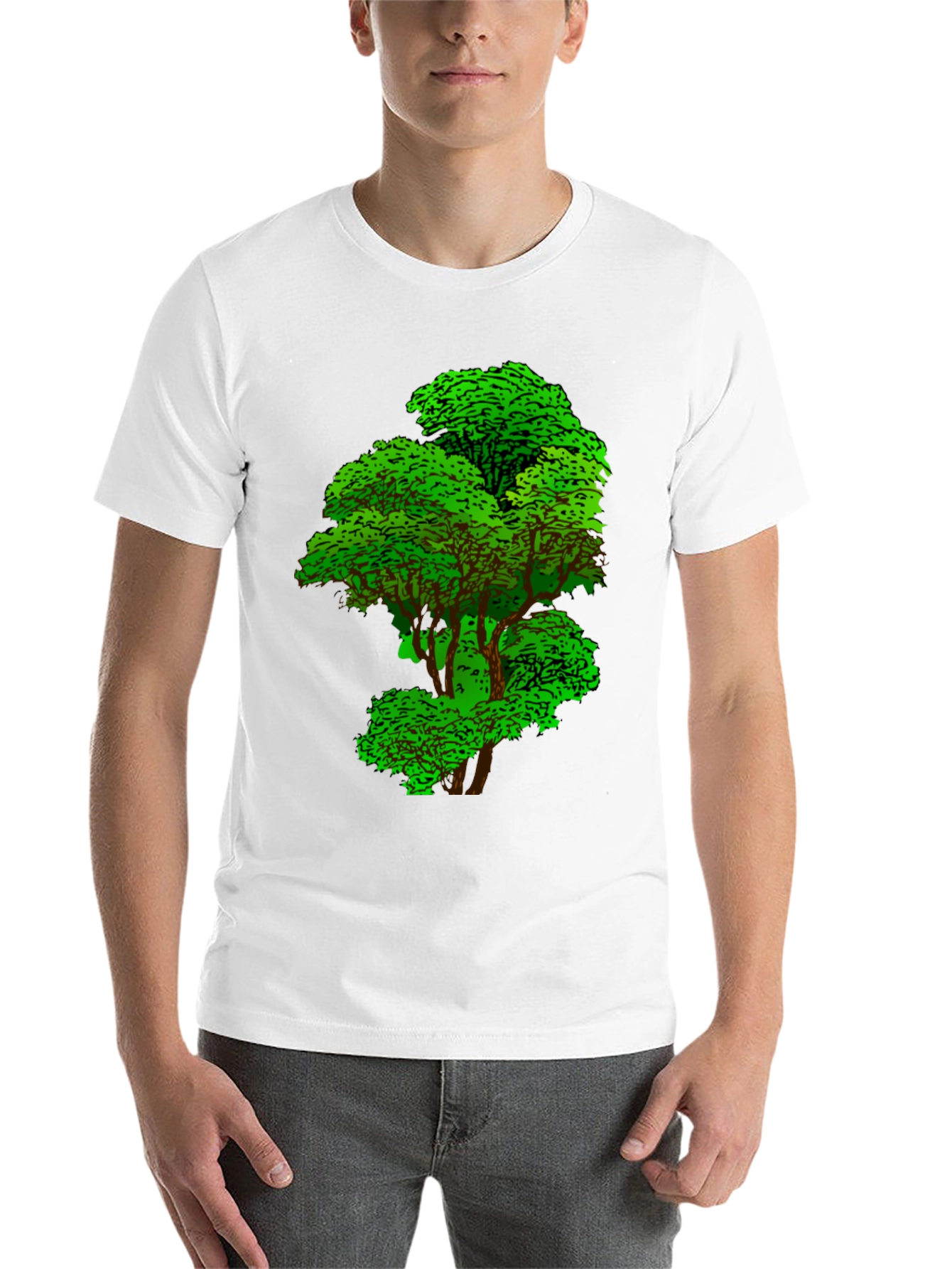 Black Nature Tree Graphic Tee - Black Cotton T-Shirt view 14