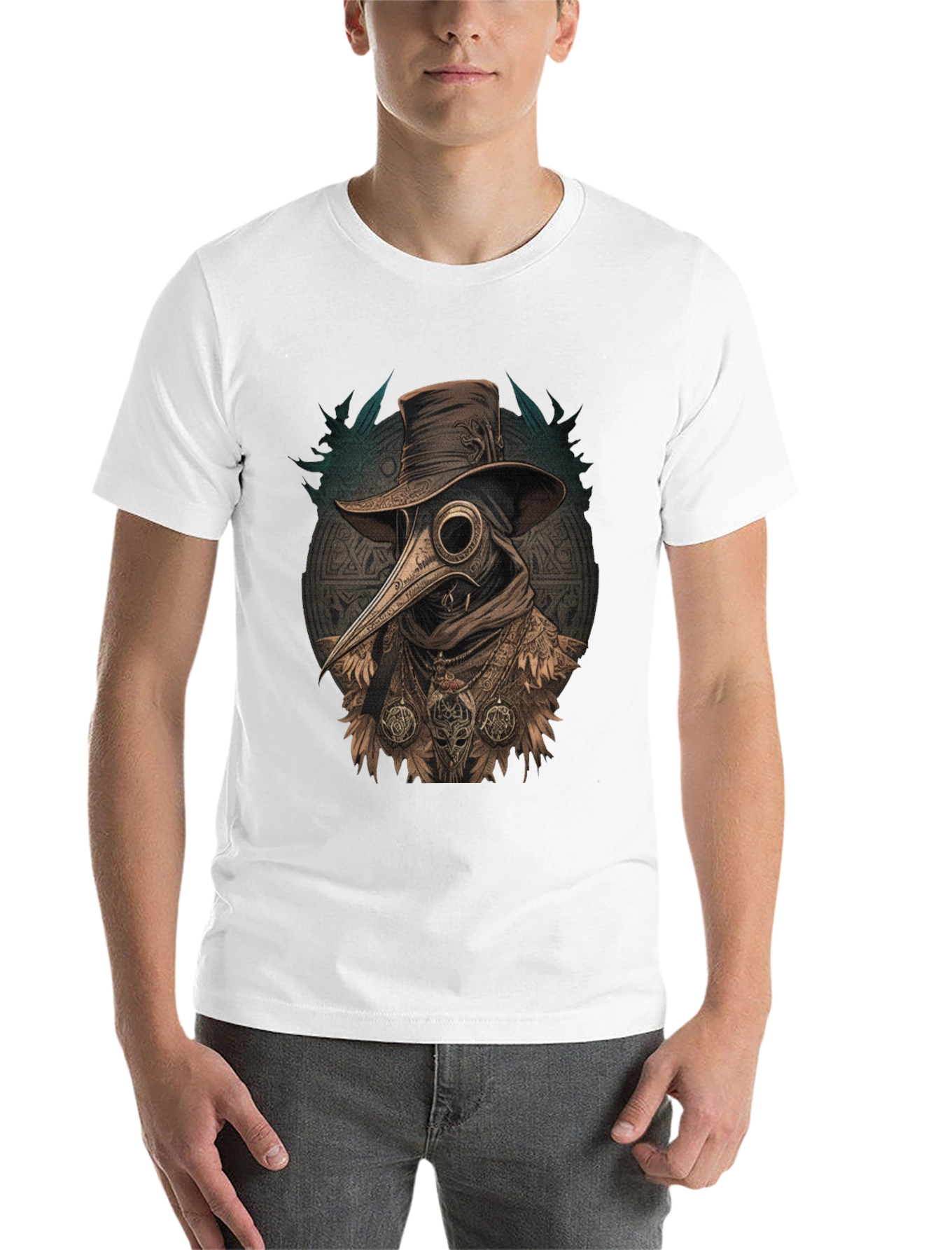 Black Plague Doctor Graphic Tee - Vintage Style view 14