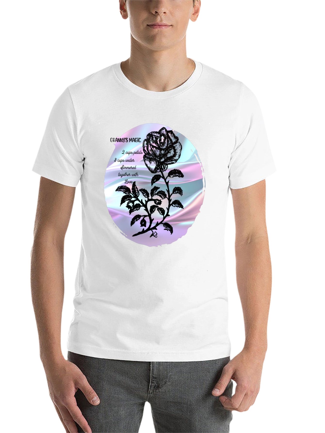 Black Granny's Magic Rose T-Shirt view 14