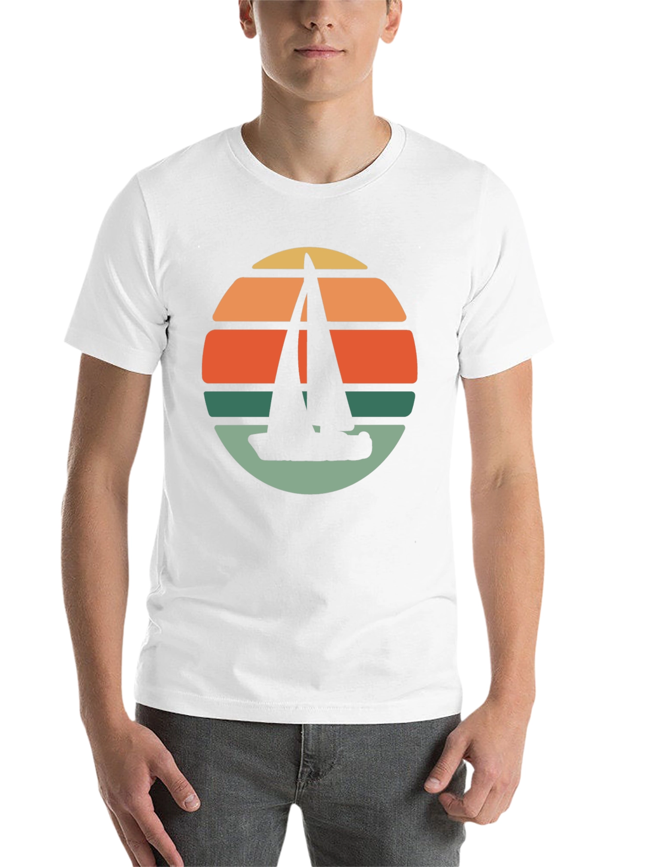 Black Retro Sunset Sailboat T-Shirt - Black view 14