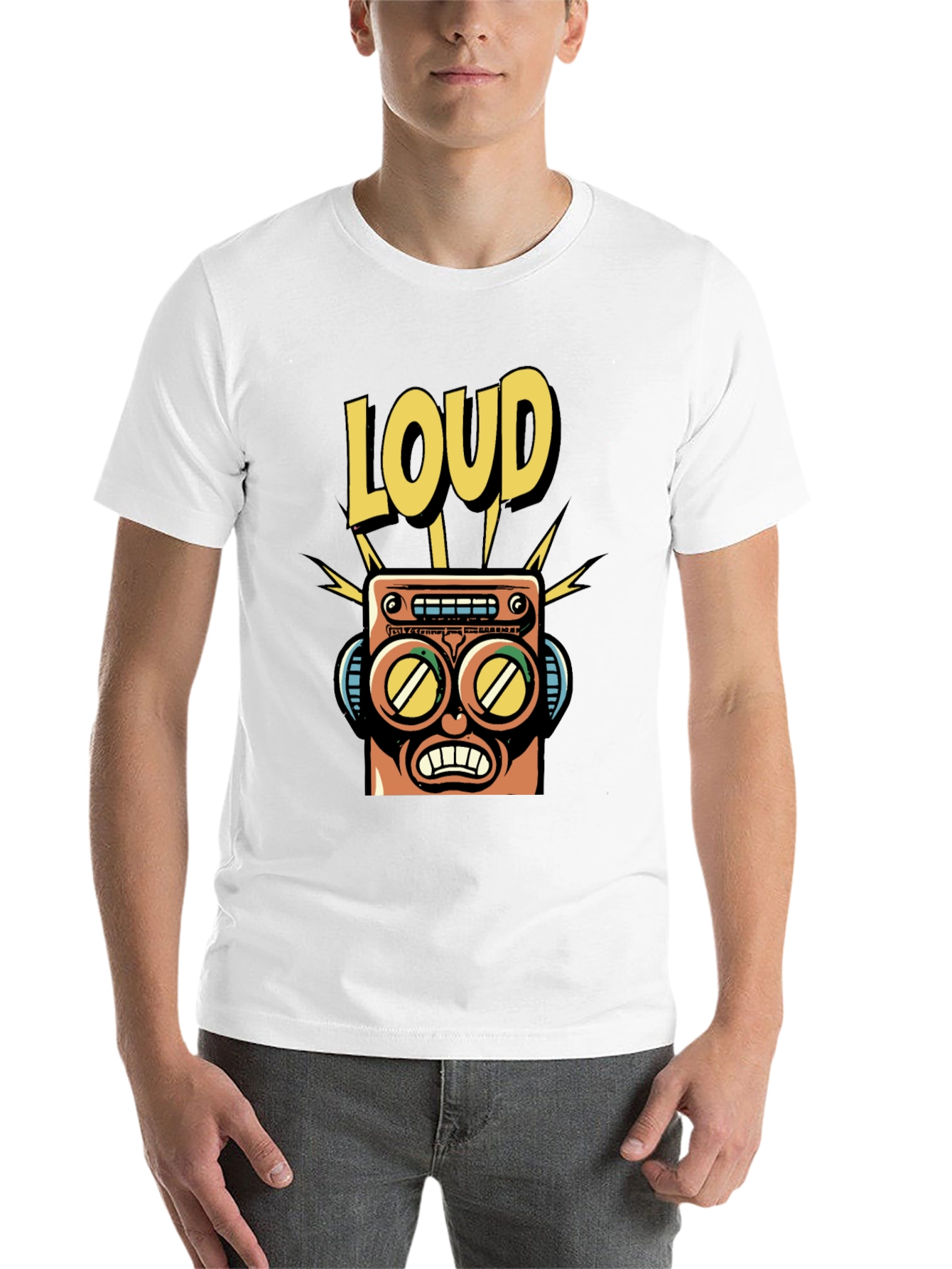 Black LOUD Robot Graphic Tee - Retro Style view 14