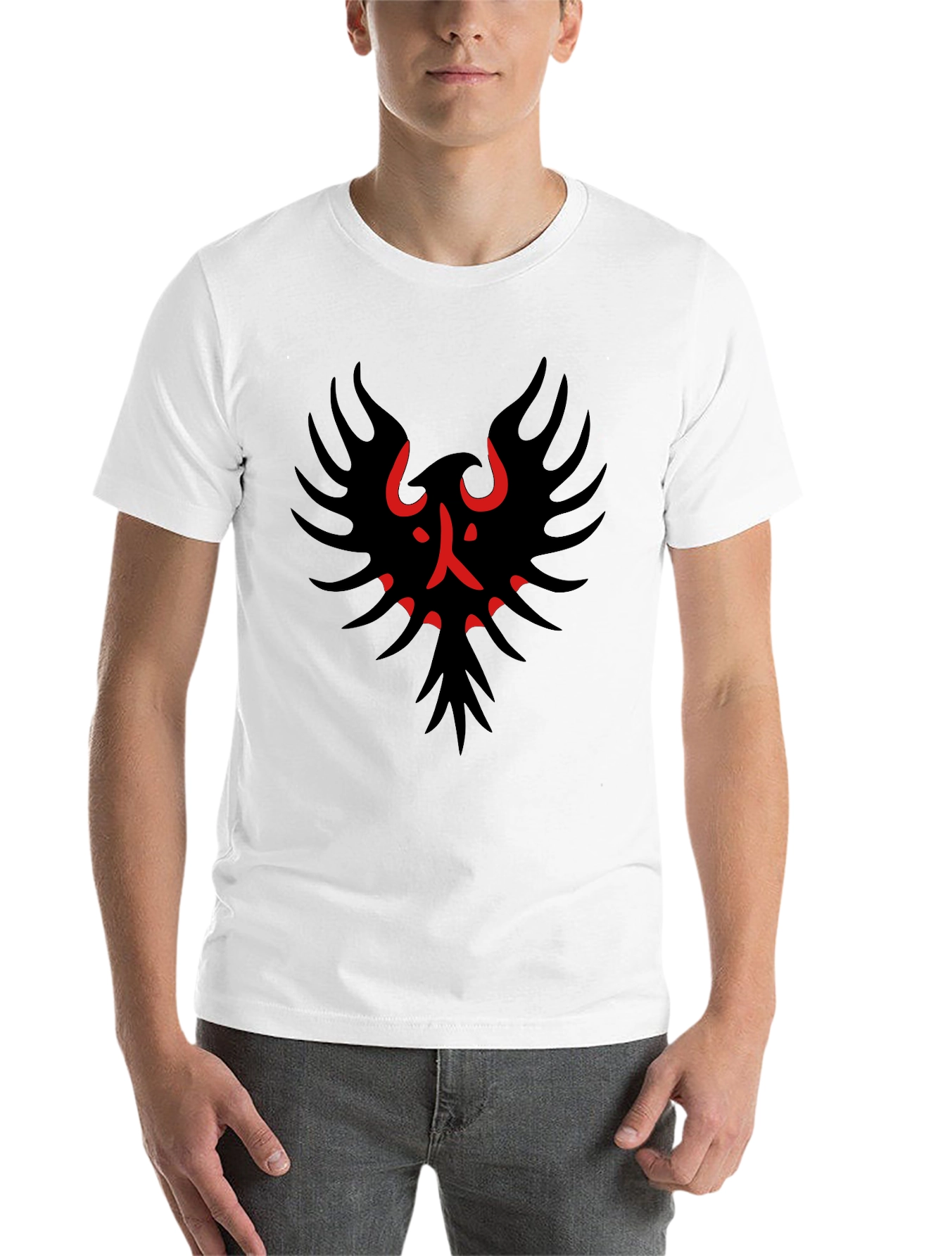 Black Black T-Shirt with Red & Black Bird Graphic view 14