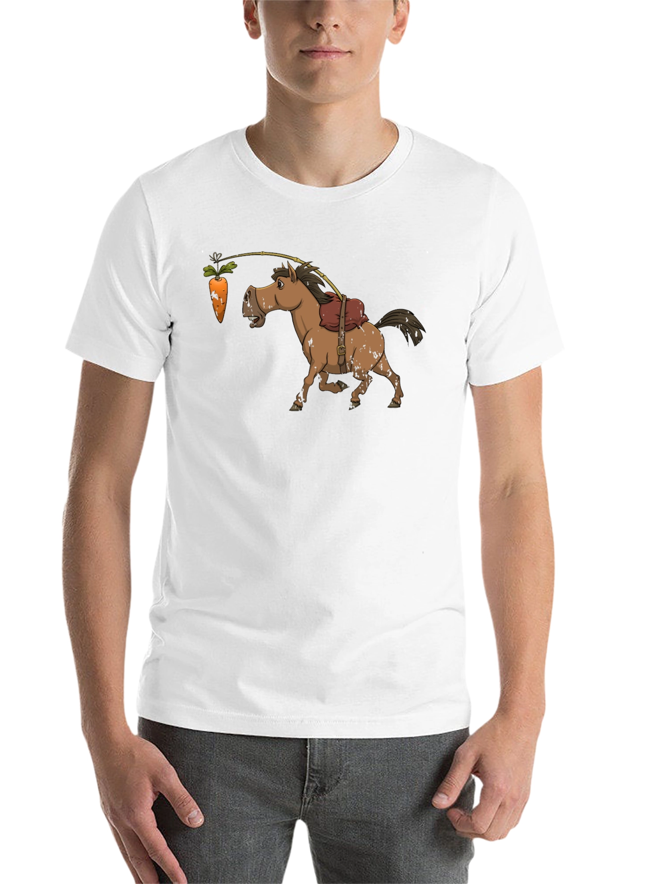 Black Funny Carrot & Horse Graphic T-Shirt view 14