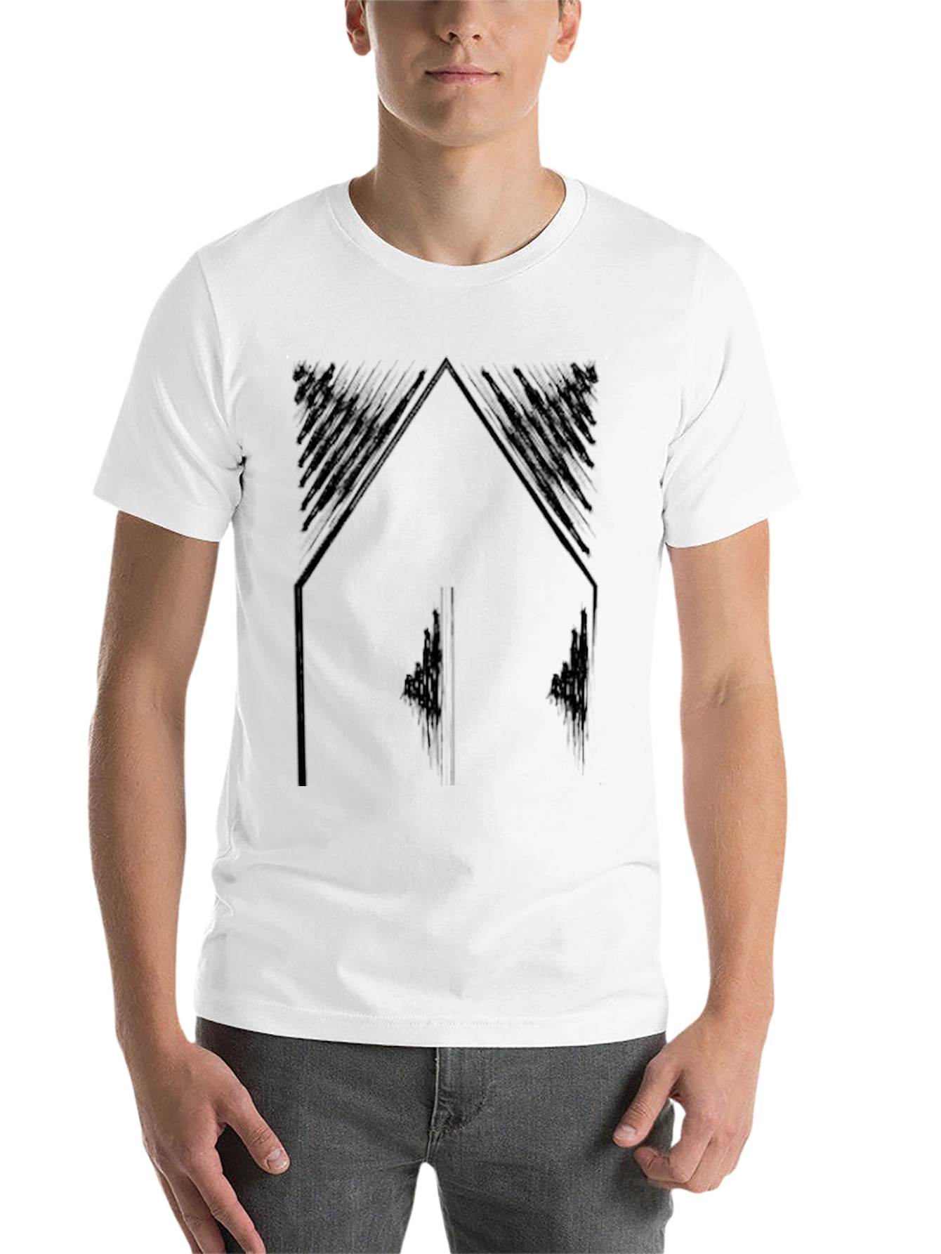 Black Abstract Geometric Black T-Shirt view 14