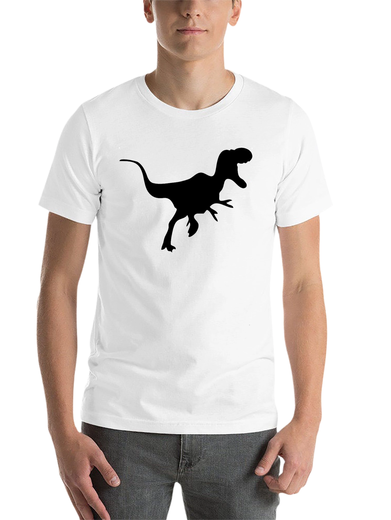 Black Dinosaur Graphic Tee - Black Cotton T-Shirt view 14
