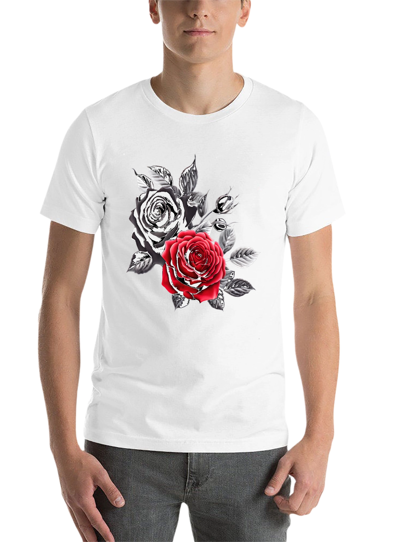 Black Rose Graphic Print Men's T-Shirt view 14