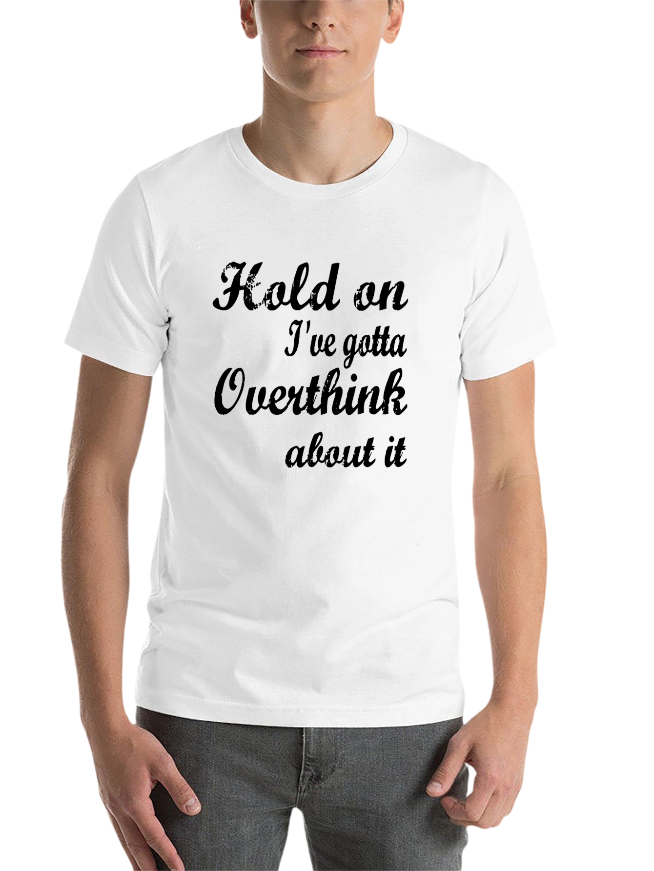 Black Overthinker Graphic Tee - Sarcastic Black Cotton T-Shirt view 14