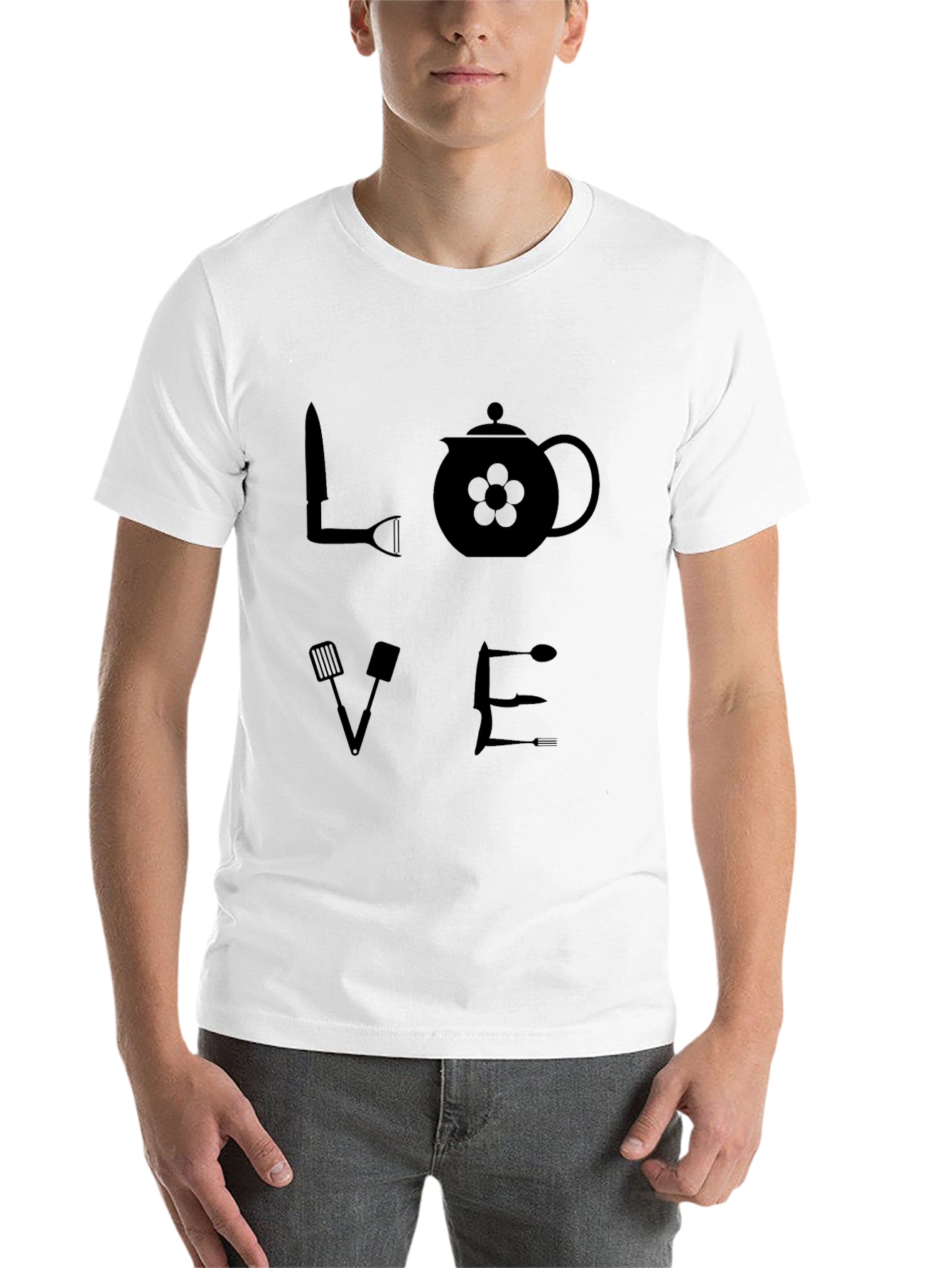 LOVE Kitchen Utensil Graphic T-Shirt - Black - 14