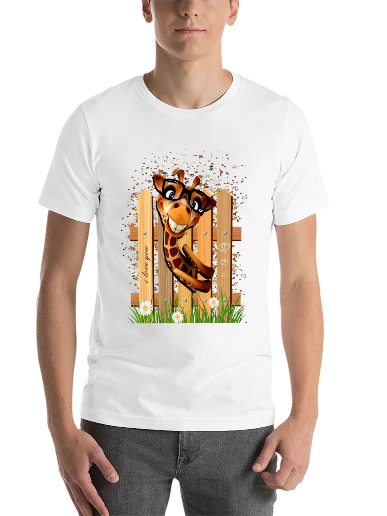 Black Funny Giraffe in Glasses T-Shirt view 14