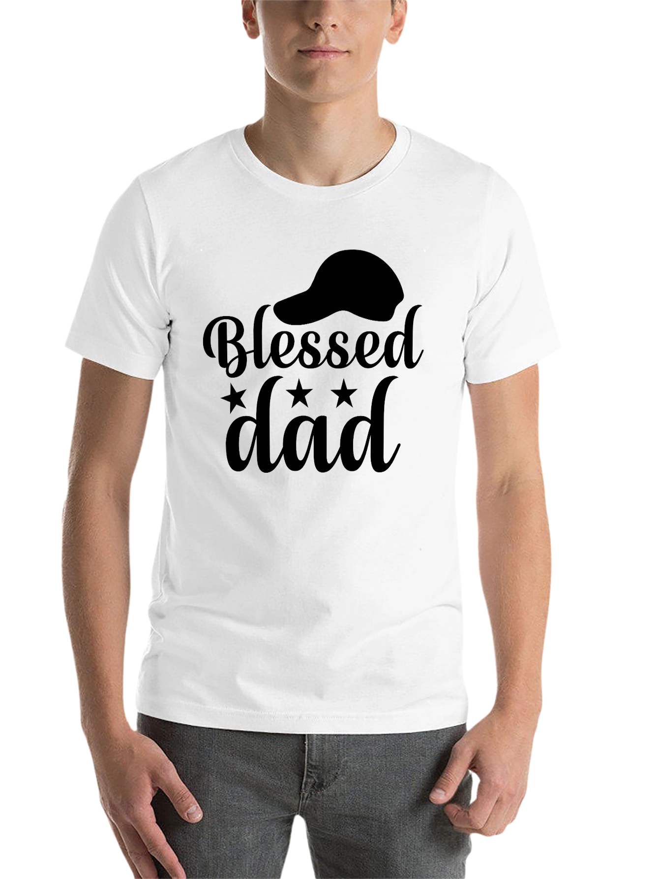 Black Blessed Dad Black Graphic T-Shirt view 14