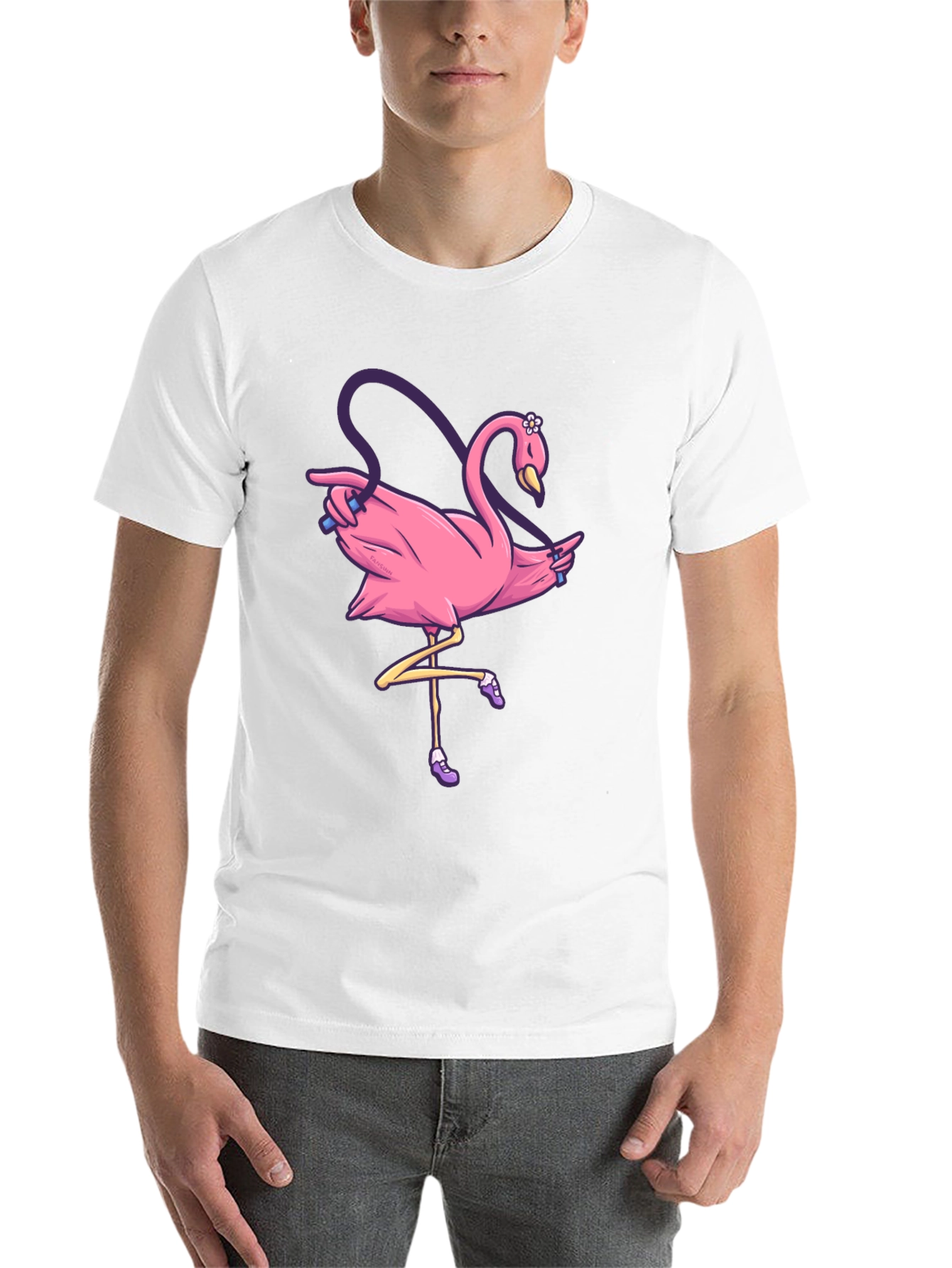 Black Pink Flamingo Jump Rope T-Shirt view 14