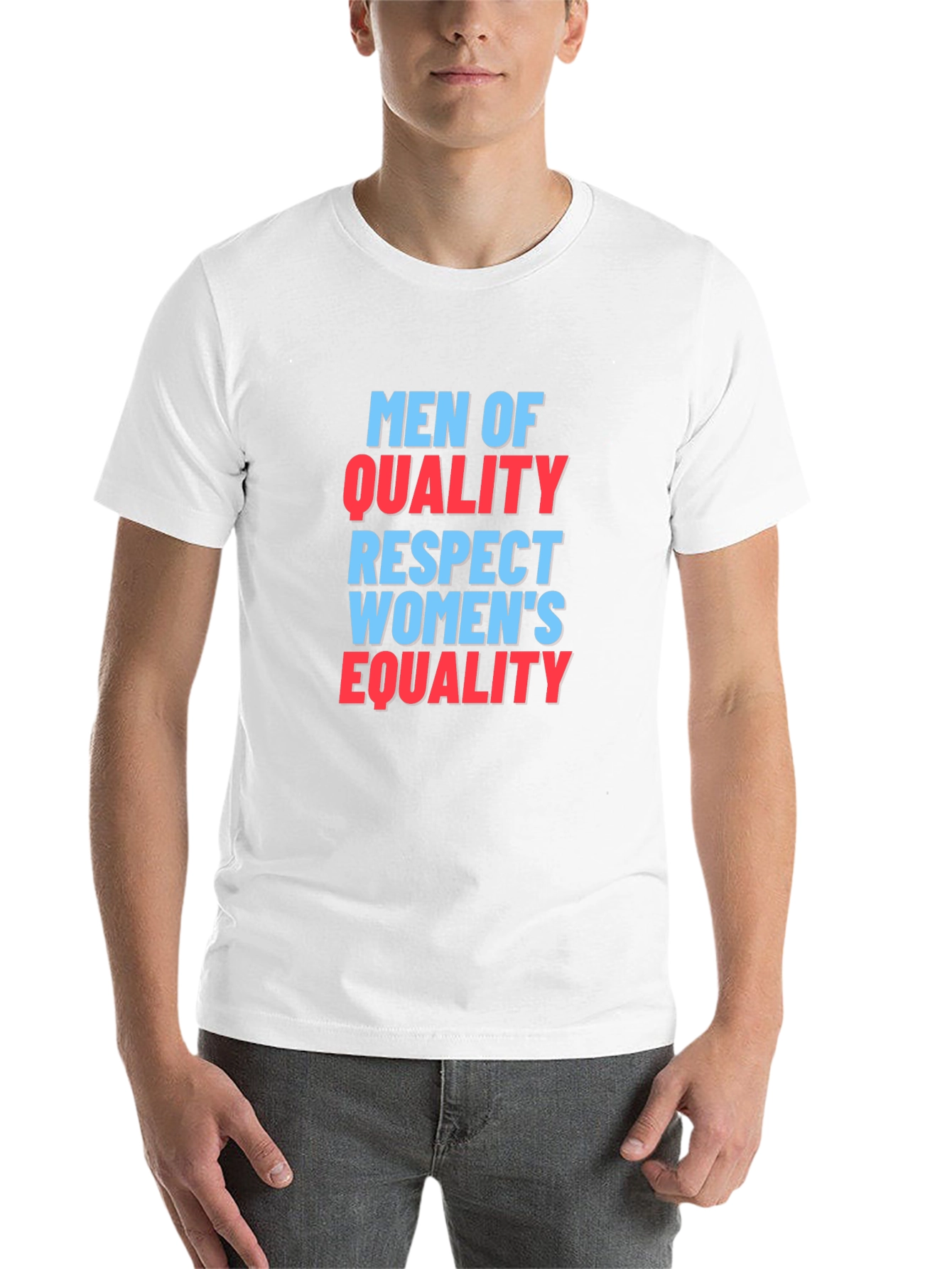 Black Men of Quality Respect Women's Equality T-Shirt view 14