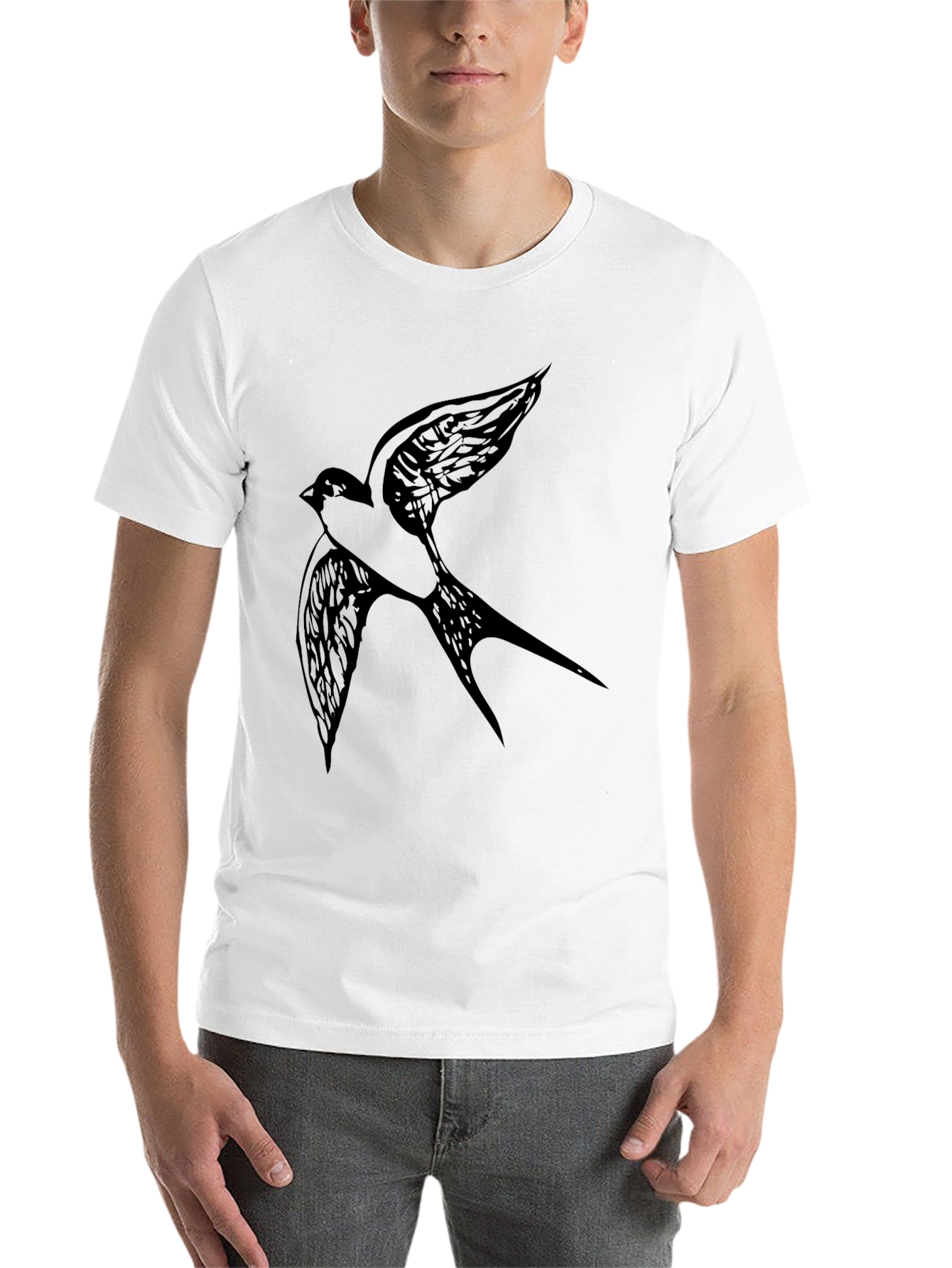 Black Black T-Shirt with Bird Graphic view 14