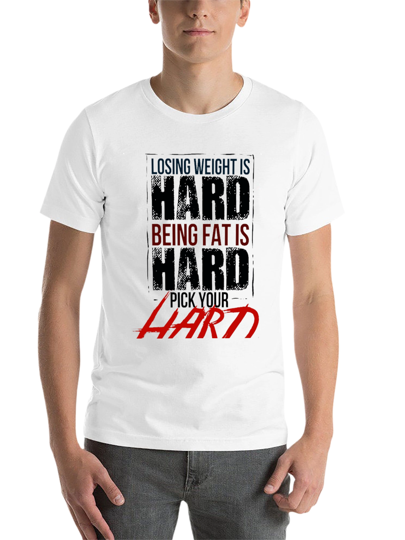 Black Losing Weight Is Hard T-Shirt - Gym Motivation Apparel view 14