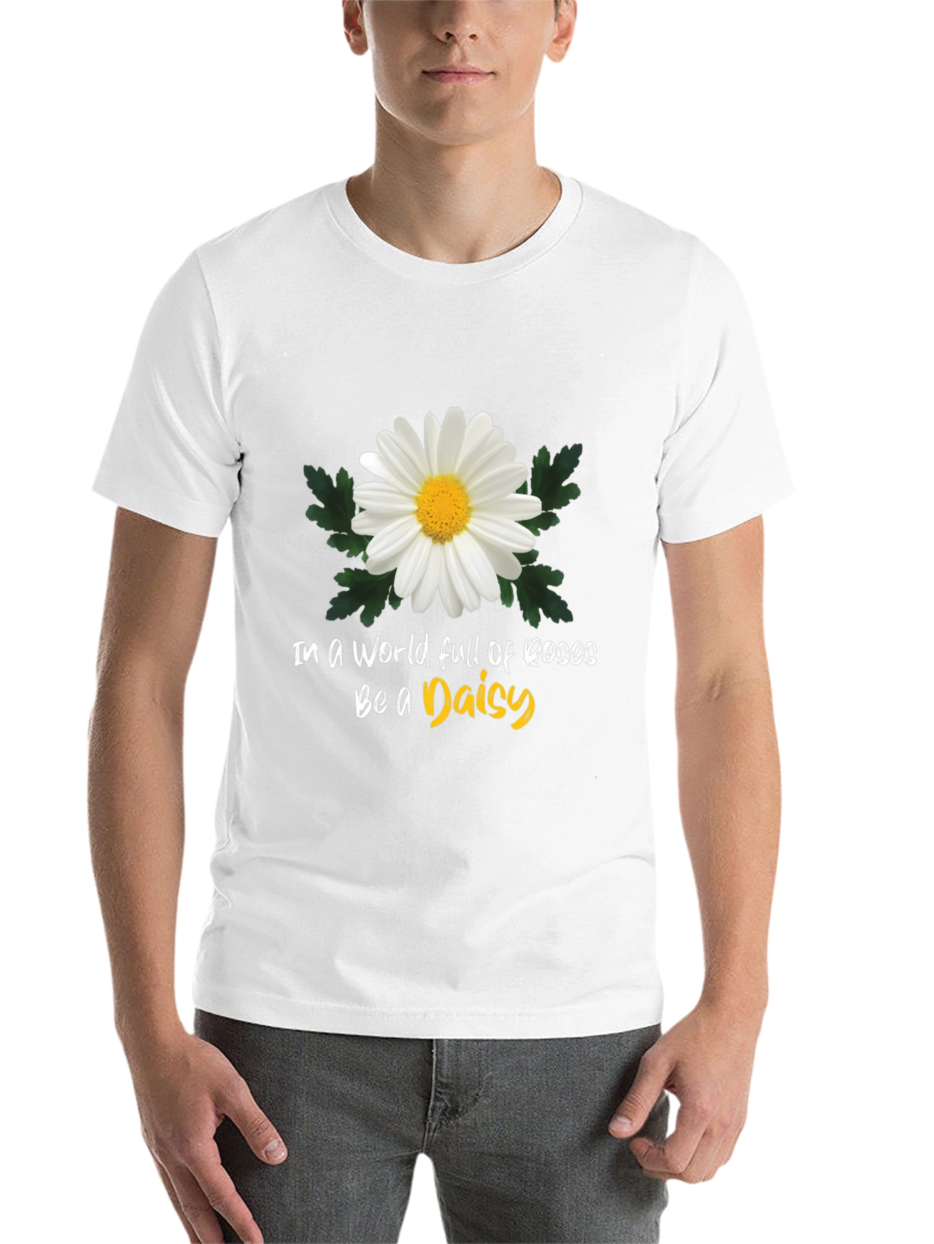 Black Be a Daisy T-Shirt: Unique Floral Graphic Tee view 14